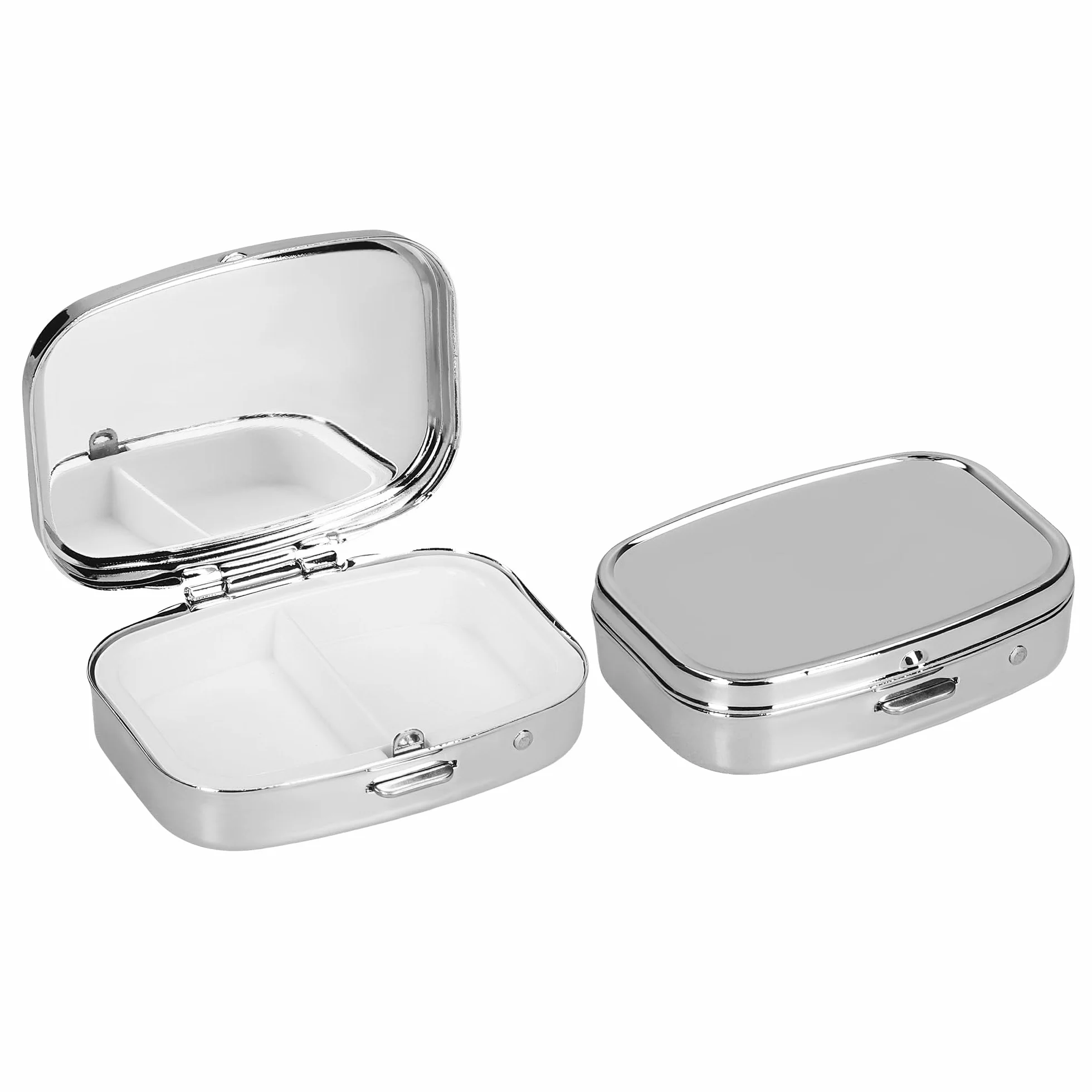 kwmobile Pastillero metálico 2en1 acero inoxidable 2 compartimentos plata