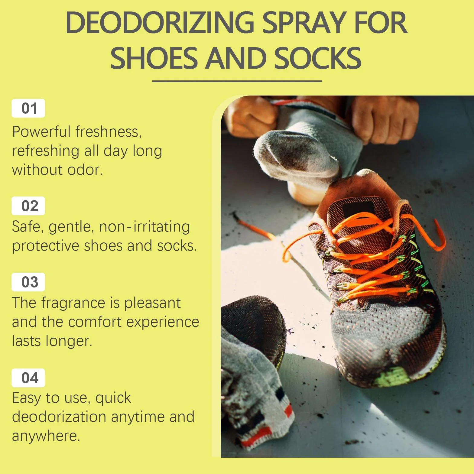 Spray desodorante para zapatos eliminador de olores fórmula vegetal