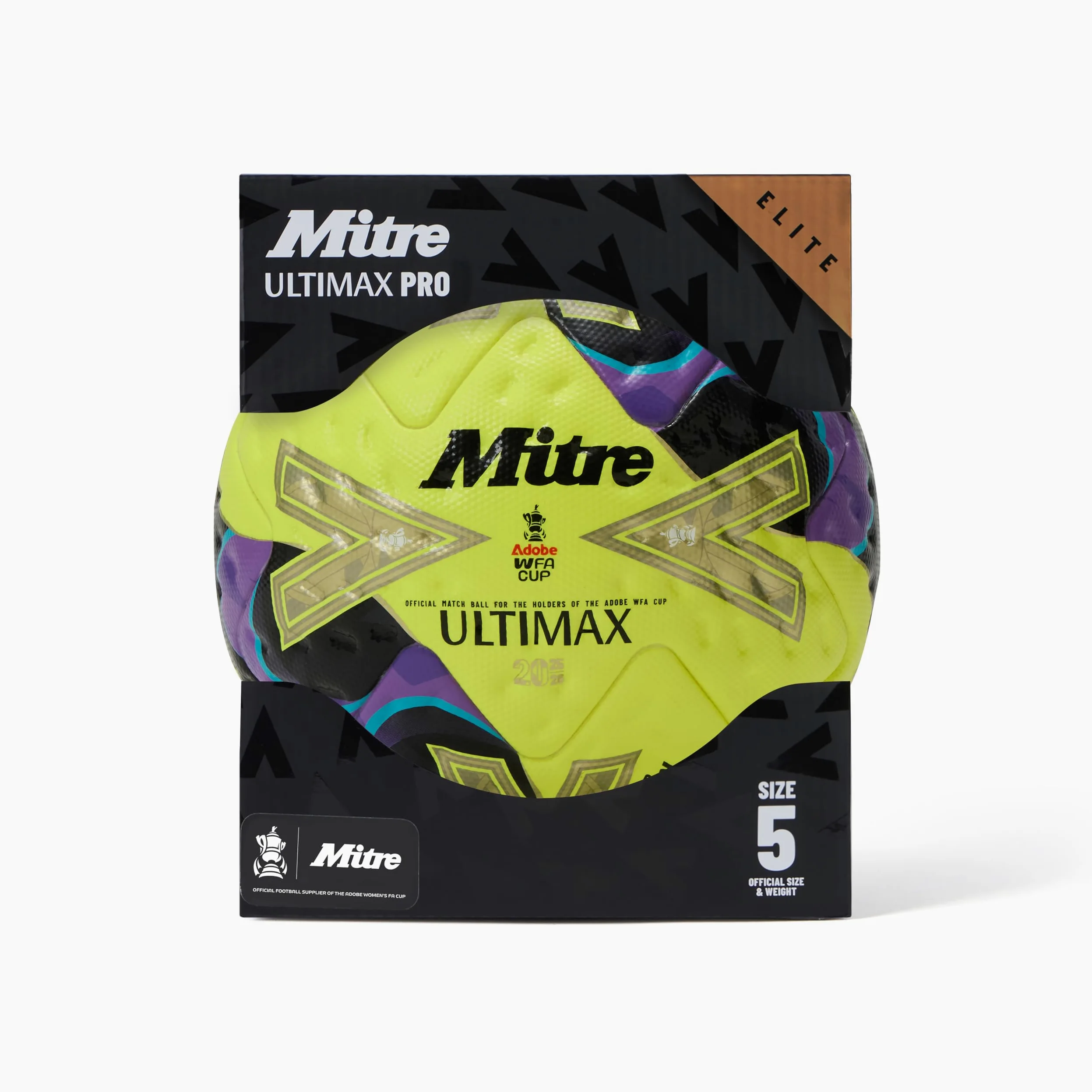 Mitre WFA Cup Winn R Ultimax Pro2526 Fútbol para Unisex Adulto, Verde/Gold/Púrpura, 5
