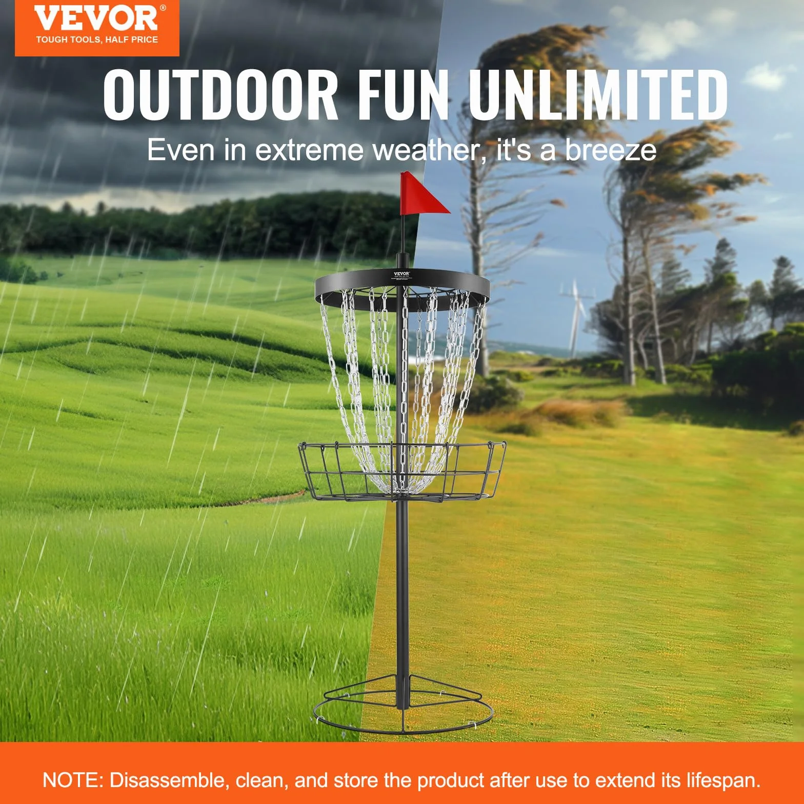 VEVOR Canasta de Golf con Disco de Cadenas Objetivo Portátil para Interiores y Exteriores, Negro