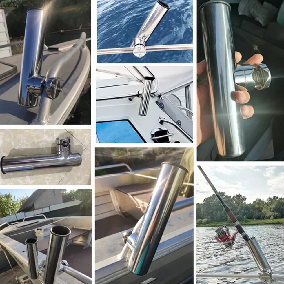 Geloo Soporte de caña de pescar de acero inoxidable marino ajustable 22-26 mm para barcos yates