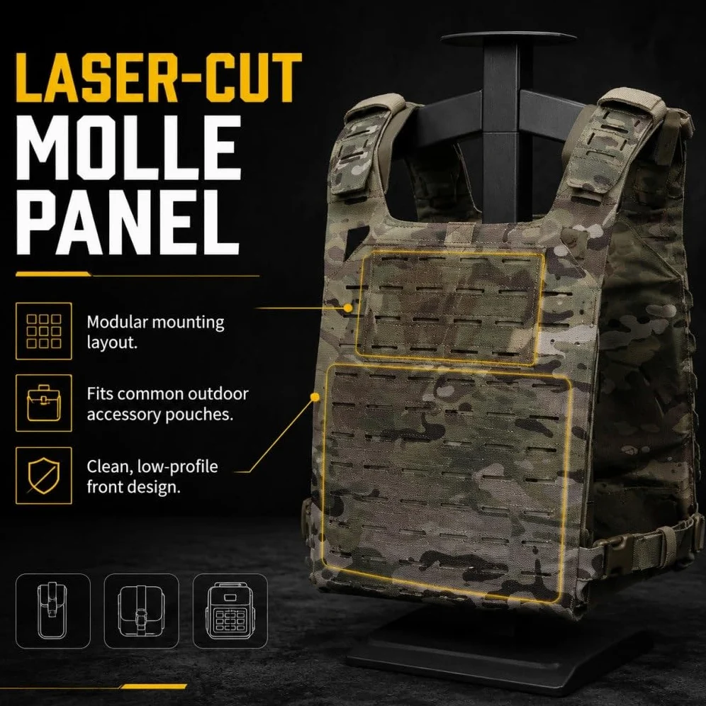 Chaleco Táctico SF V2 Molle Ligero Ajustable Con Bolsa De Almacenamiento Y Asa Rescate, Compacto For Exteriores