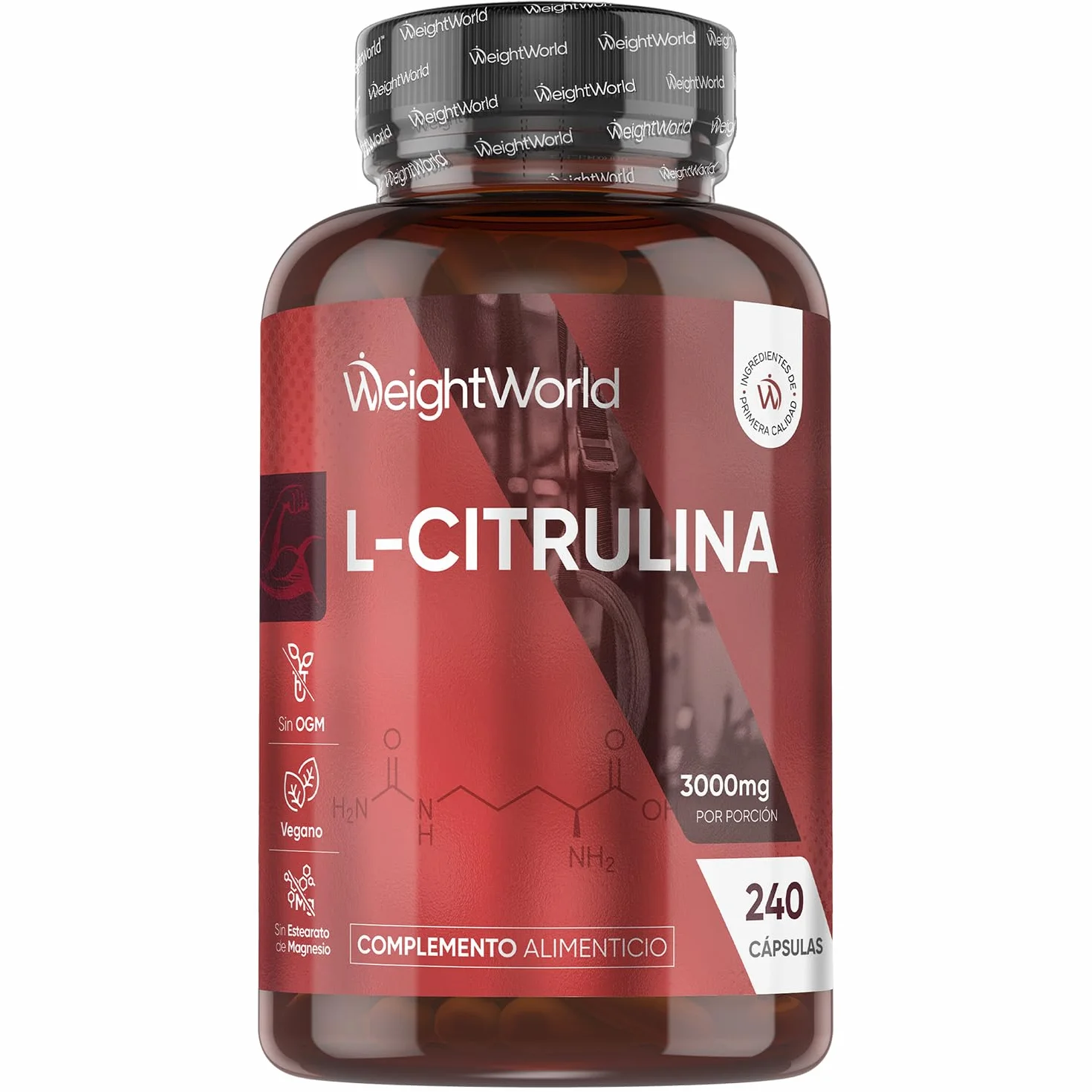 L Citrulina 3000mg 240 Cápsulas Veganas Suplemento Pre y Post Entrenamiento