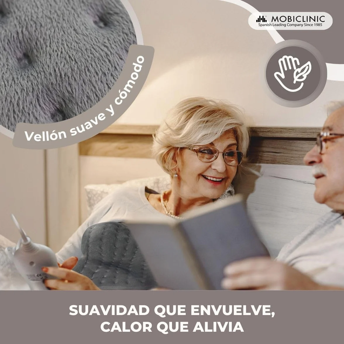 Mobiclinic, Almohadilla eléctrica, Térmica, Manta, 3 niveles de calor, Bajo consumo, Apagado automático, Potencia 100w, Esterilla, Marca española, Para espalda, Lumbares, 40x30 cm