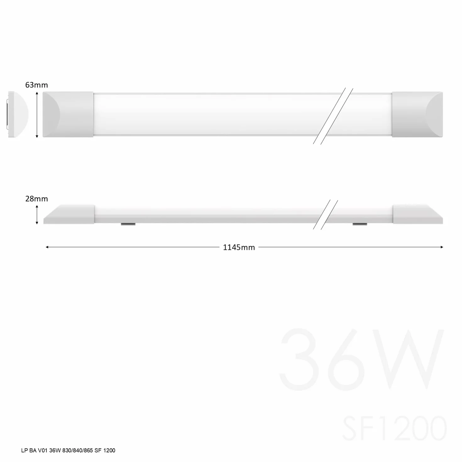 TRAXON LUXPOINT Regleta LED 120cm 36W 6500K 3600Lm IP54 IK06