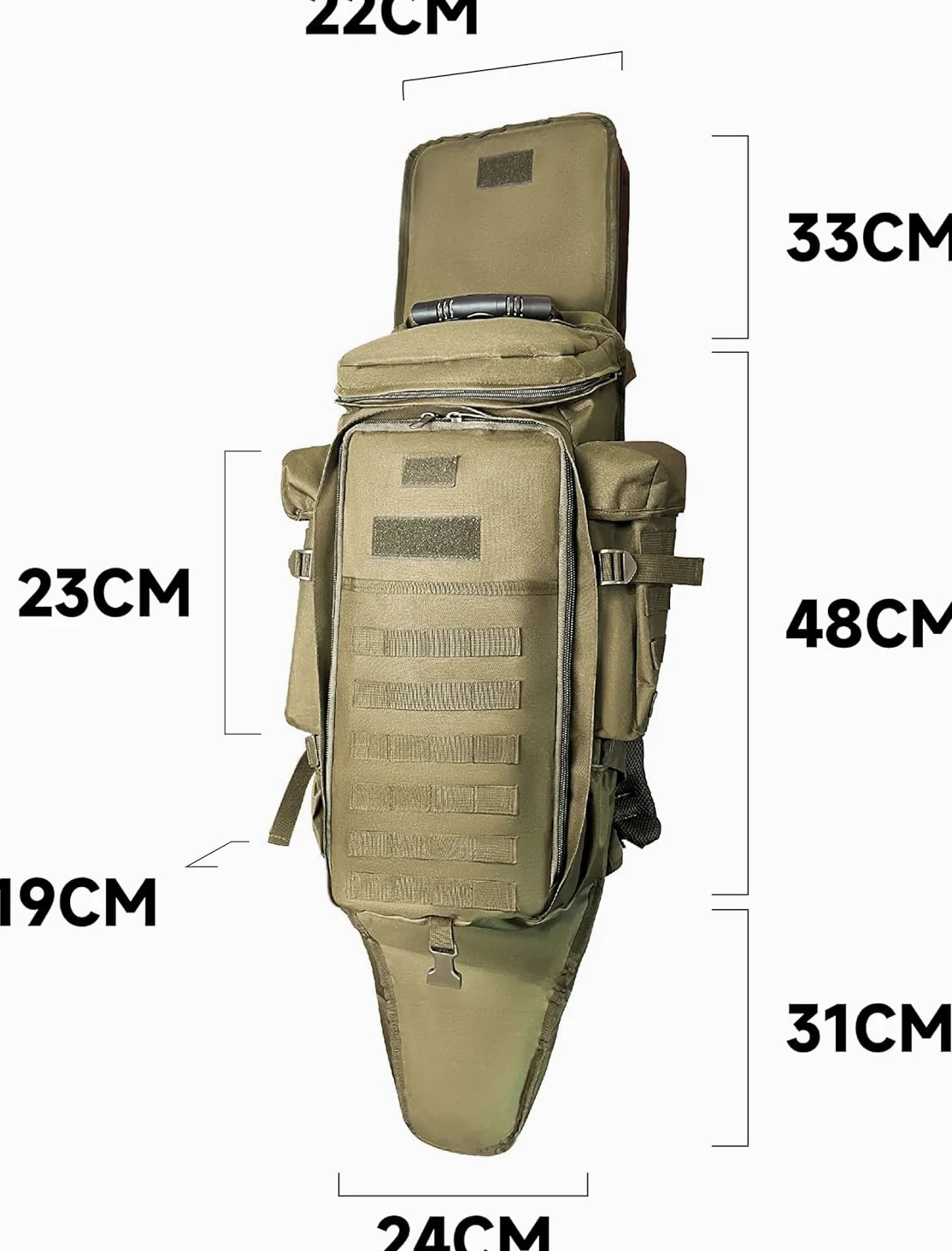 Alephnull Mochila táctica para Rifle Bolsa telescópica Doble para Armas 86-112 cm Funda Impermeable para Rifle Compatible con MOLLE para Caza, Tiro, Pesca, Senderismo, Trekking y Acampada