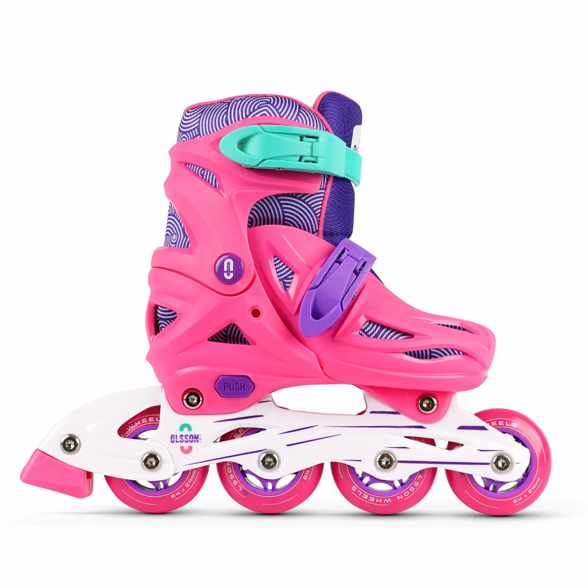 OLSSON Patines en línea niña niño Lite - Talla 28-35 - Sistema de Tamaño Ajustable - Rodamientos 608Z - chasis Resistente al Impacto - Ruedas 64/70MM - Sujeción Regulable - Homologado