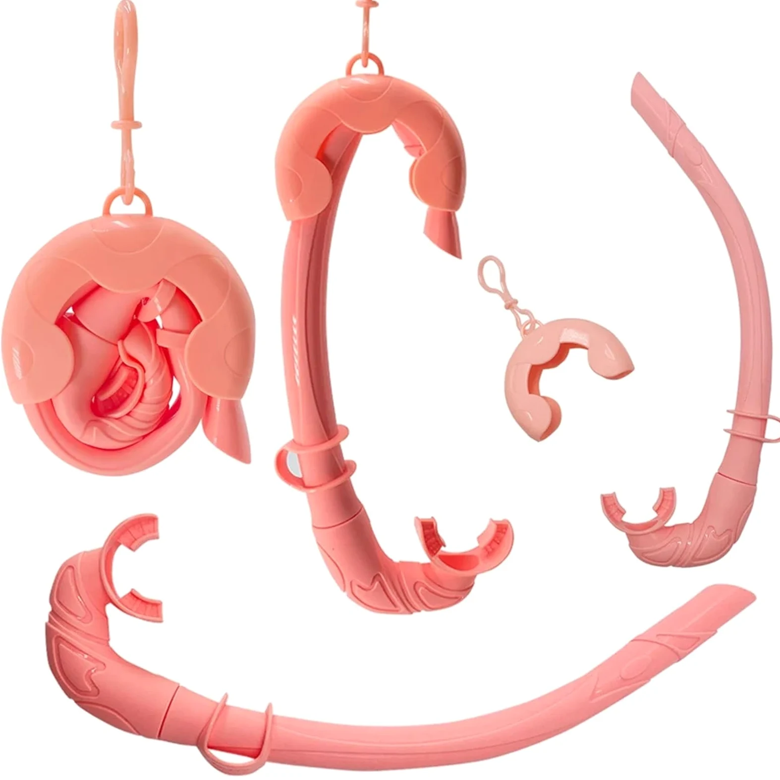 Buceo Máscara de Snorkel Espejo Facial antivaho para esnórquel de 180°, máscara de Buceo en Aguas Profundas, Gafas de Buceo con Tubo respiratorio(Pink)