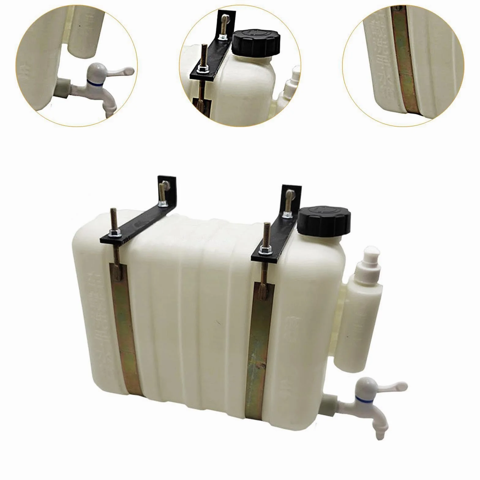 Tanque de Agua con Soporte para Vehículos Grifo Incorporado Y Dispensador de Jabón Diseño Colgante Portátil Resistente Adecuado para Camiones, Longitud 47 Cm