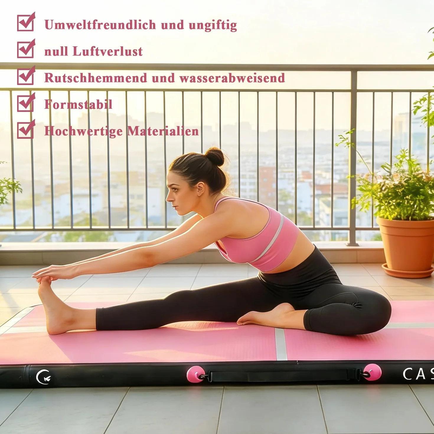 Colchoneta inflable de gimnasia de aire de 10 pies, 13 pies, 16 pies, tapete de entrenamiento de 4 pulgadas de grosor con bomba eléctrica para uso doméstico/gimnasio/yoga/entrenamiento al