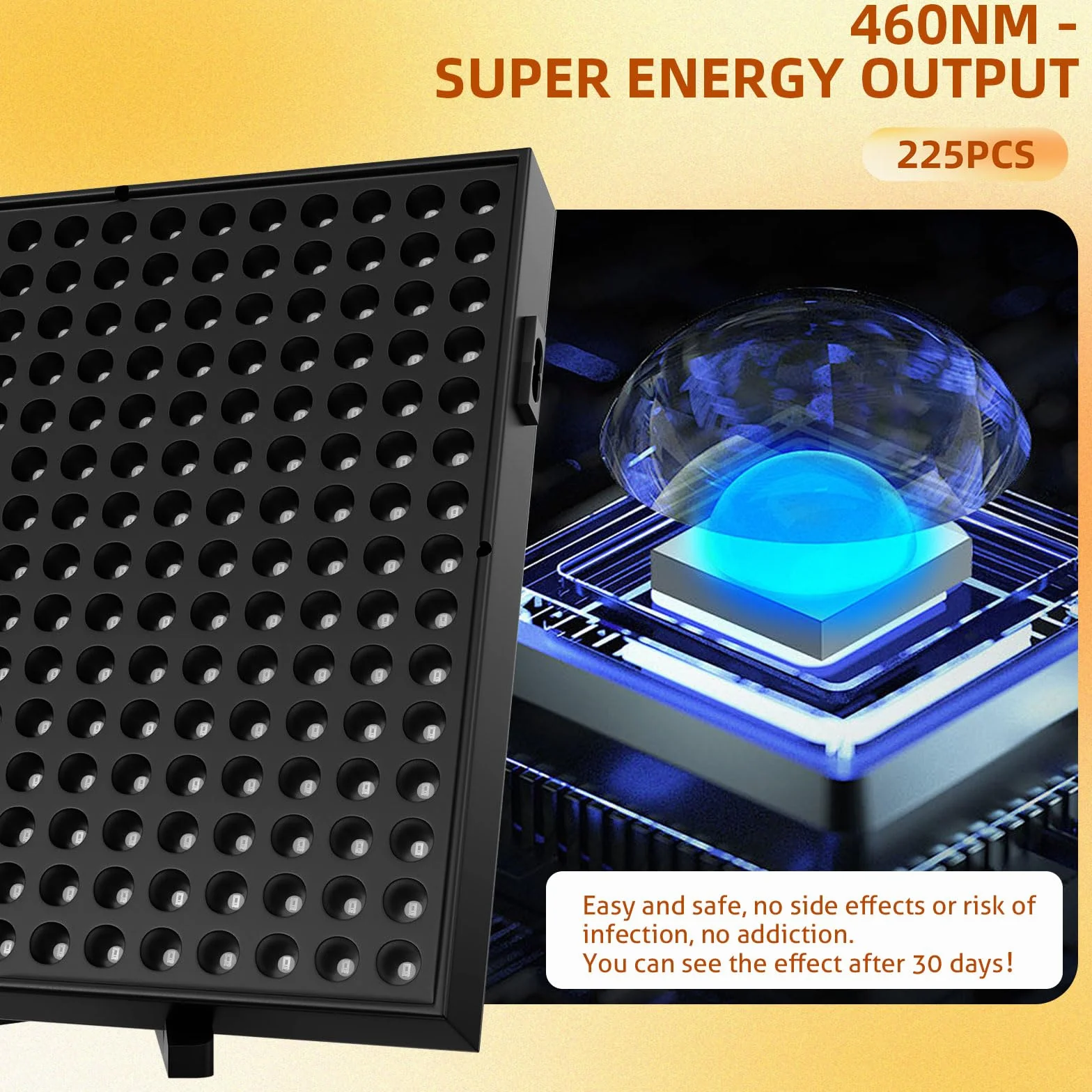 Lámpara de bronceado facial 460 NM 225 unidades soporte ajustable gancho colgante negro