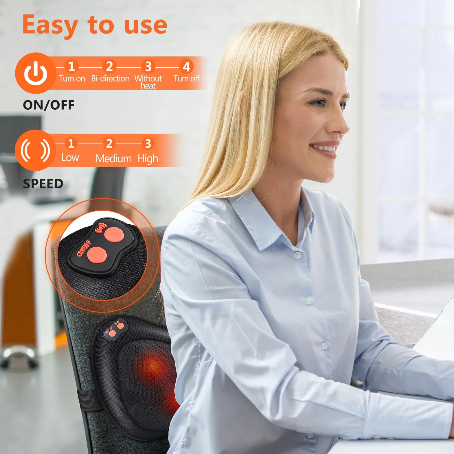 Masajeador Cervical y Cuello Shiatsu Almohada Masaje con Calor Rotación 3D