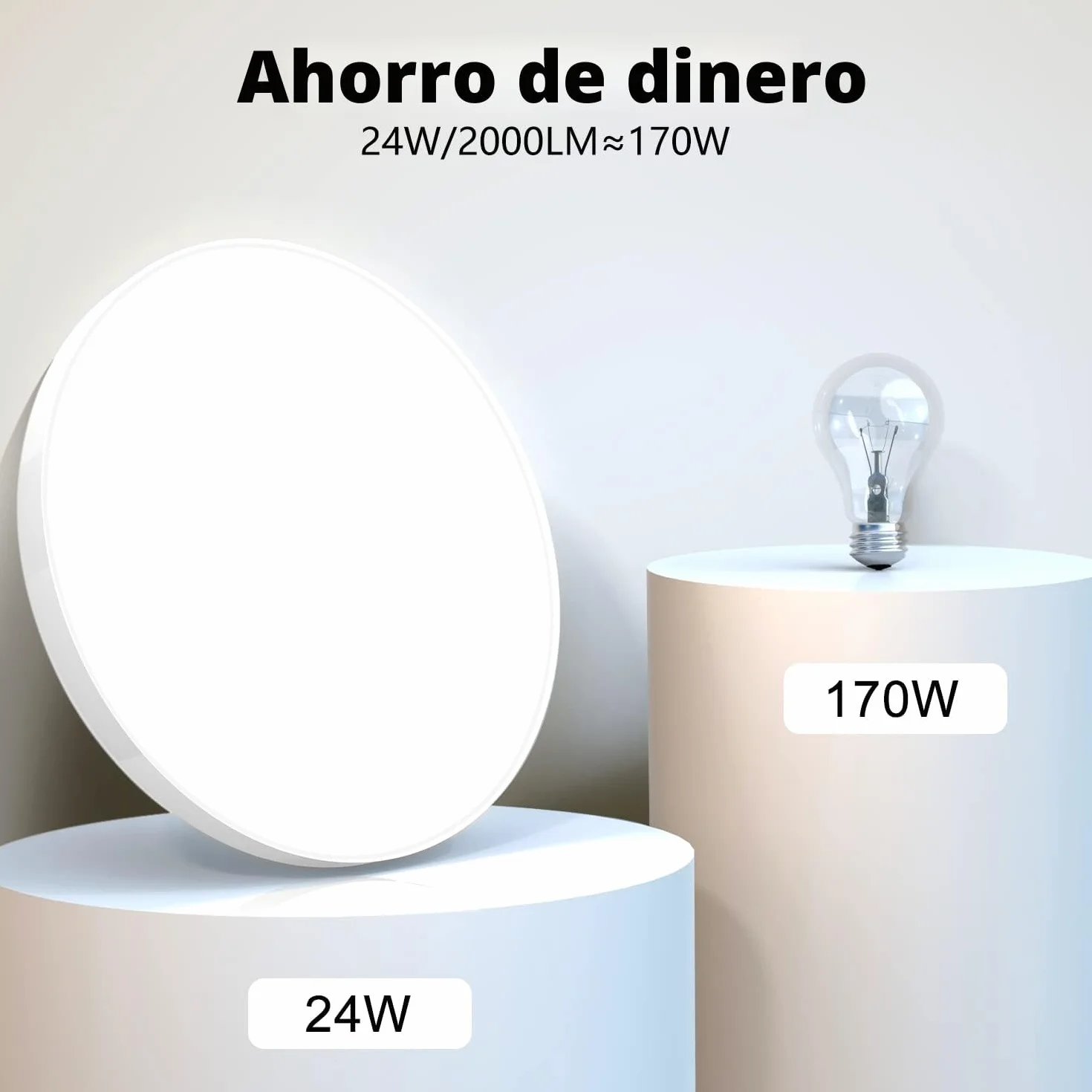Plafon LED Techo 24W 2000LM 6500K IP44 Ø28cm Lampara Led Techo