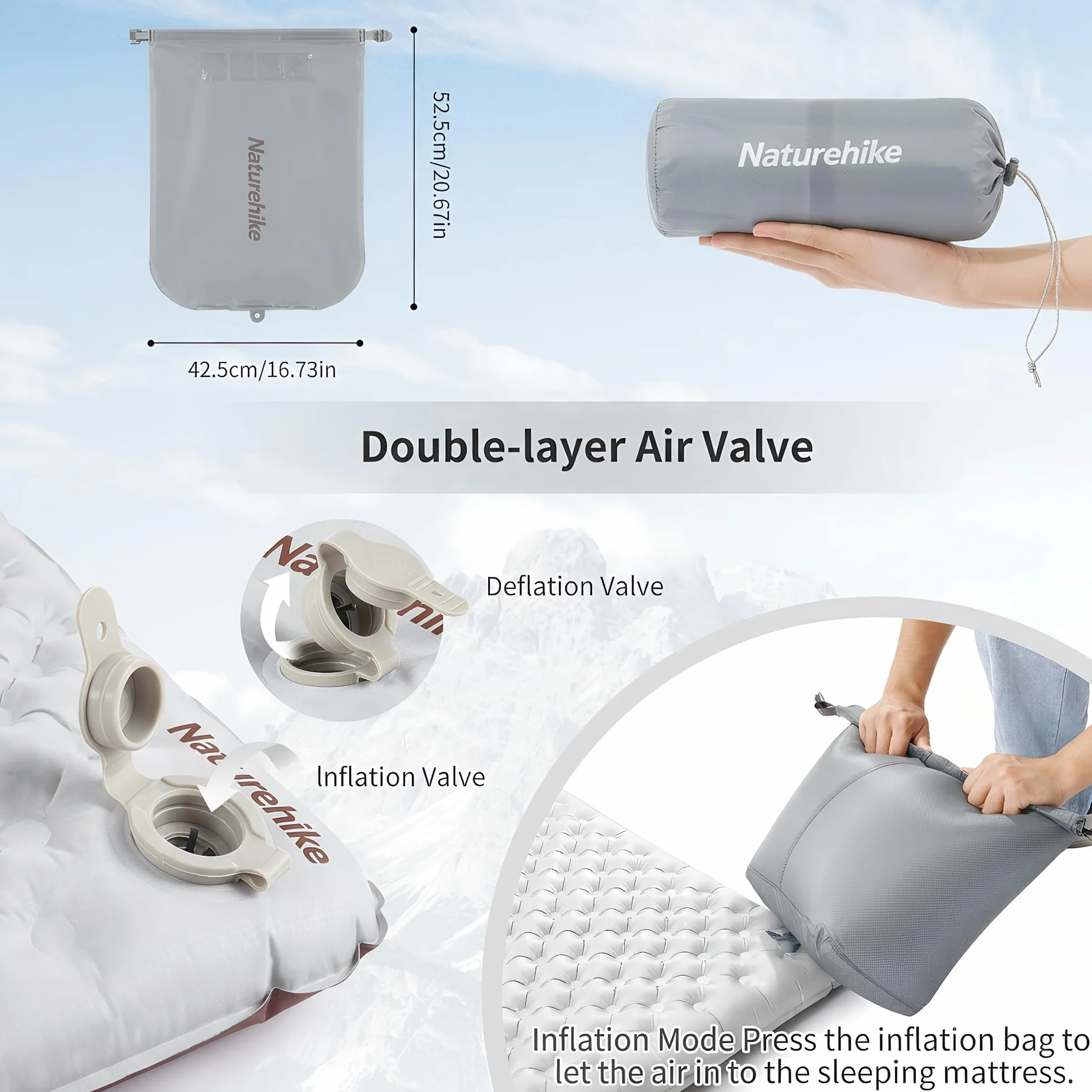 Naturehike Colchoneta autoinflable ultraligera, esterilla de camping hinchable 3,5R, duradera, portátil, colchón de aire para dormir individual para trekking, senderismo, montañismo, mochilero