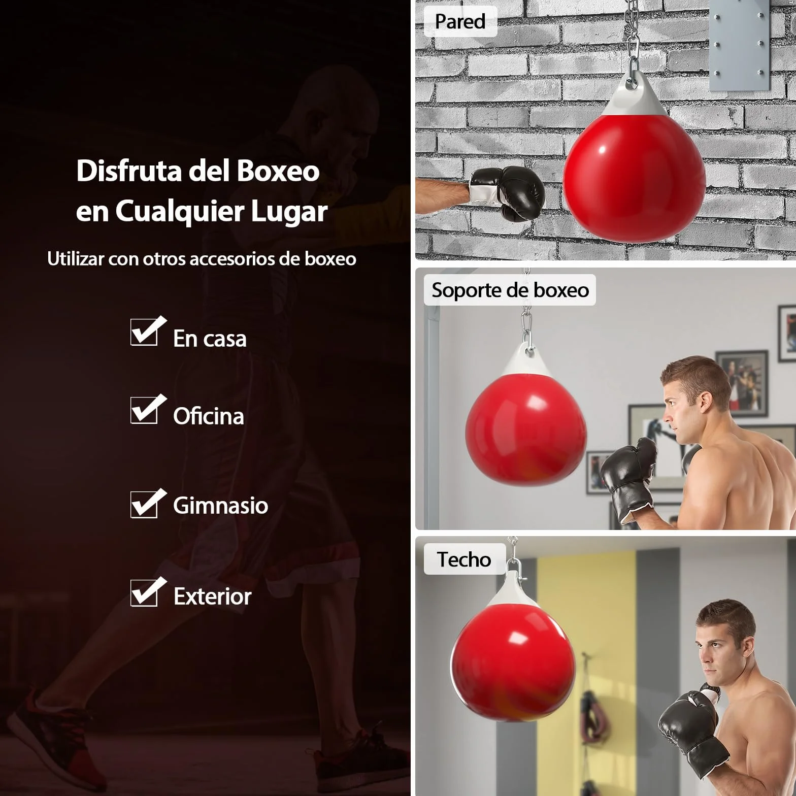 COSTWAY Bolsa de Boxeo con Agua 55 cm 85 kg Cadena de Metal Ajustable