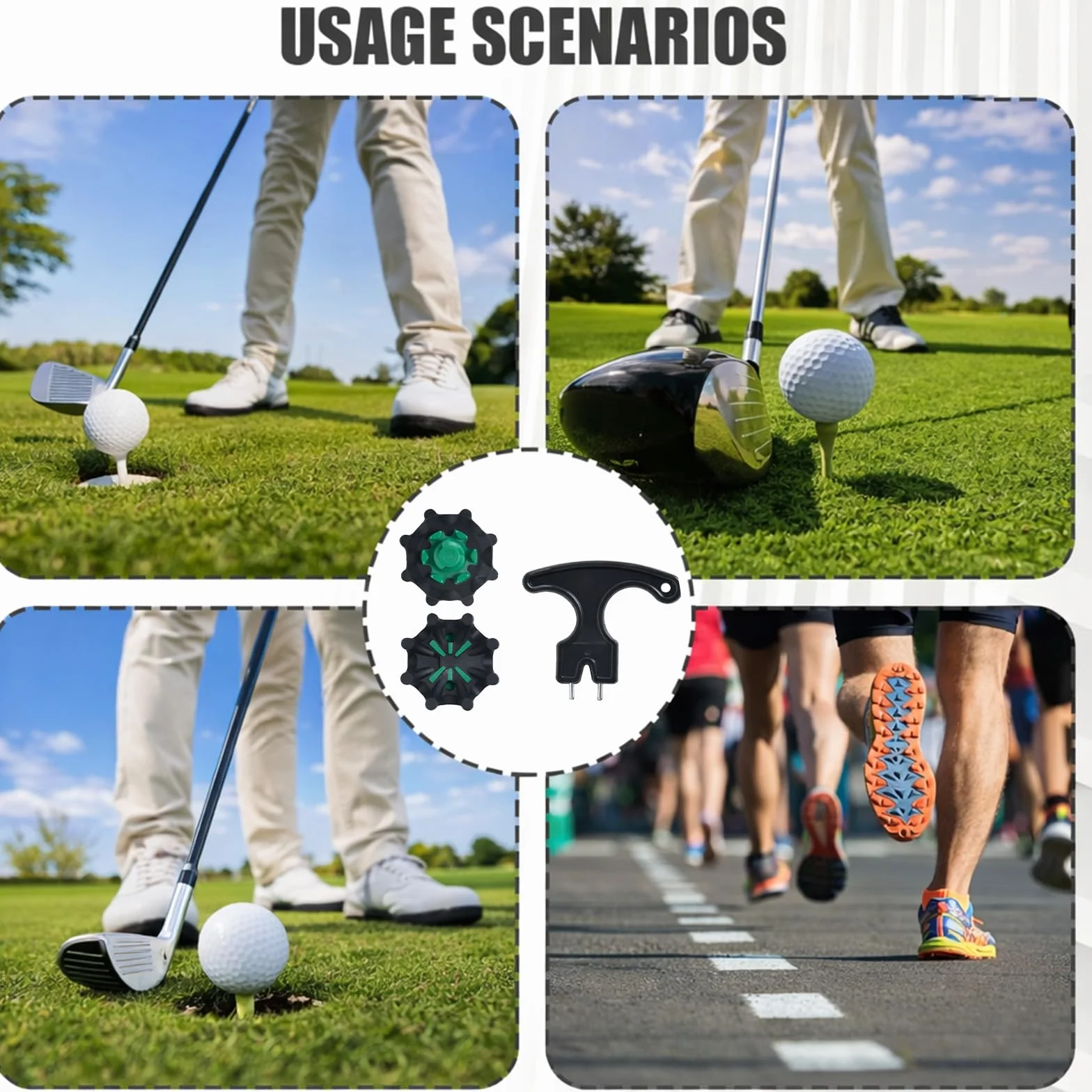 20 tacos de repuesto para zapatos de golf de giro rápido con llave, tacos de golf compatibles con Fast Lok Twist 3.0, tacos de goma suave antideslizantes para zapatos de golf FootJoy, negro y
