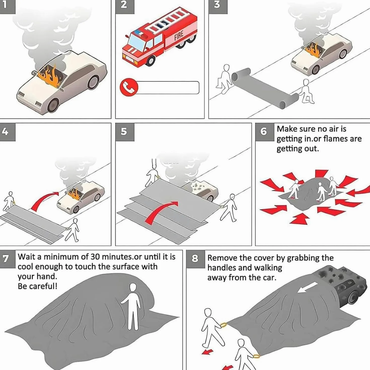 Manta grande de fibra de vidrio de silicona de doble cara para coche, manta de emergencia para extintor de incendios, reutilizable, 4 x 6 m