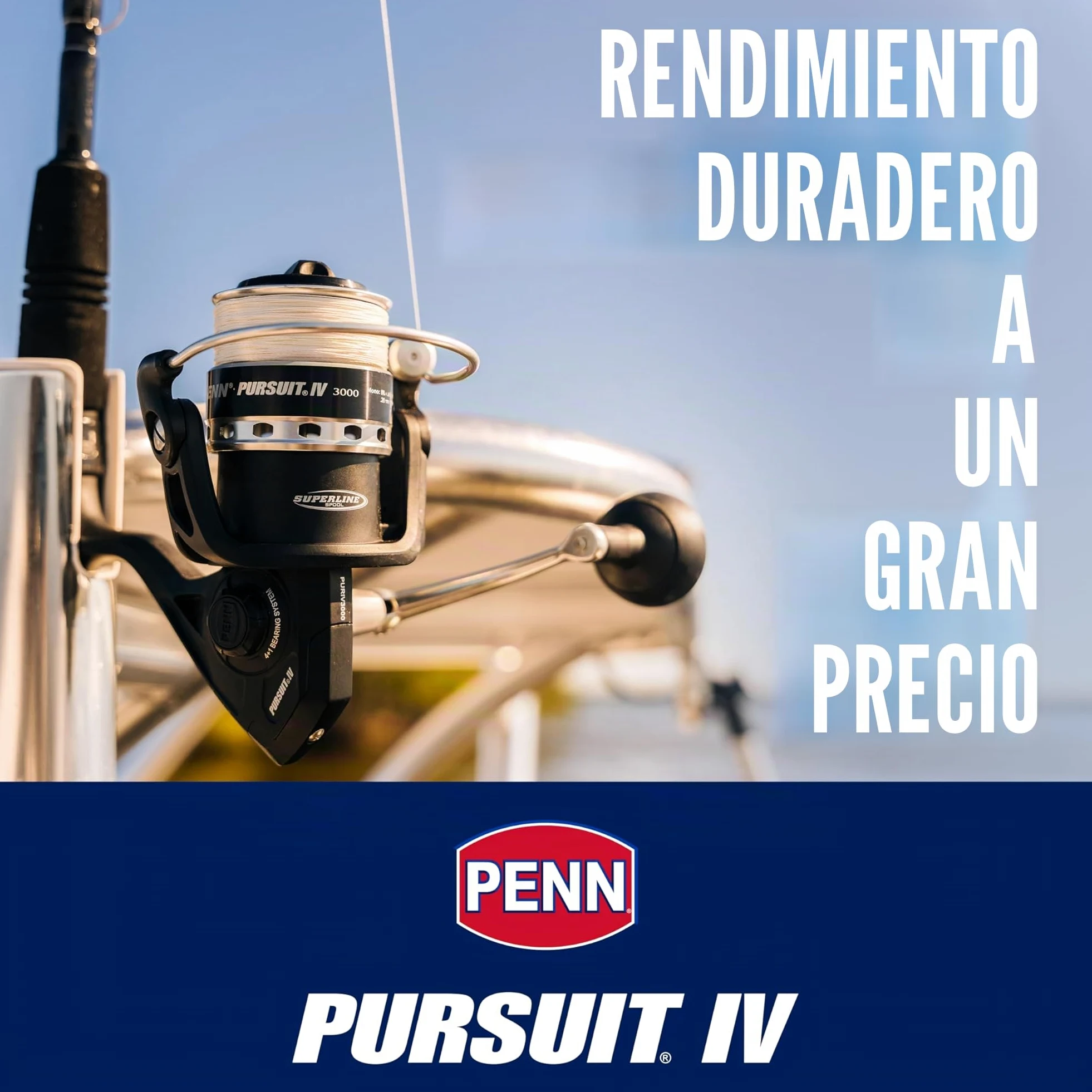 PENN Pursuit IV - Carrete Giratorio de Agua Salada, Pesca giratoria, Plantilla, Carrete de señuelo para Uso Completo, Barco, Kayak, Orilla, Negro y Plateado