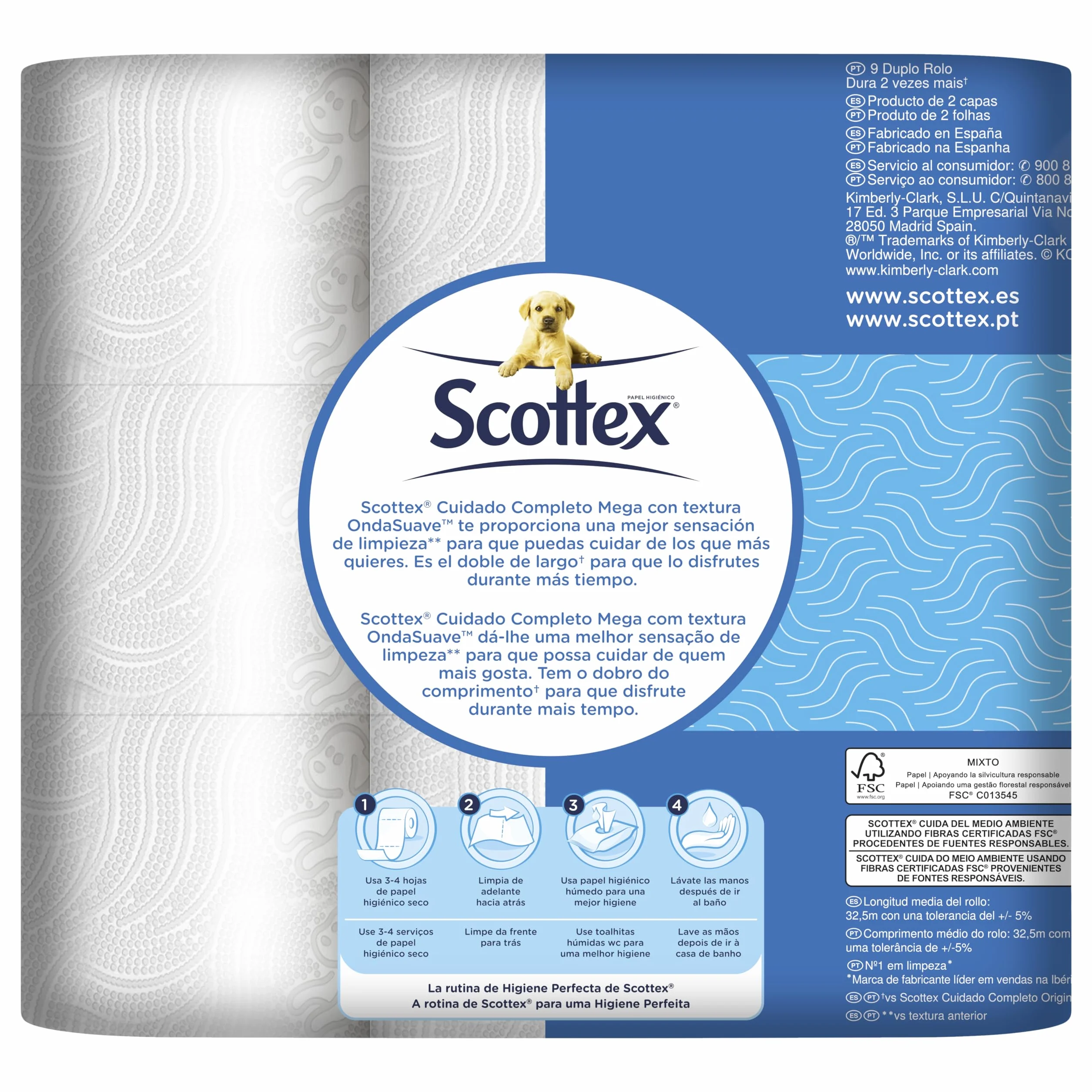 Scottex Megarollo Papel Higiénico Seco 9 rollos