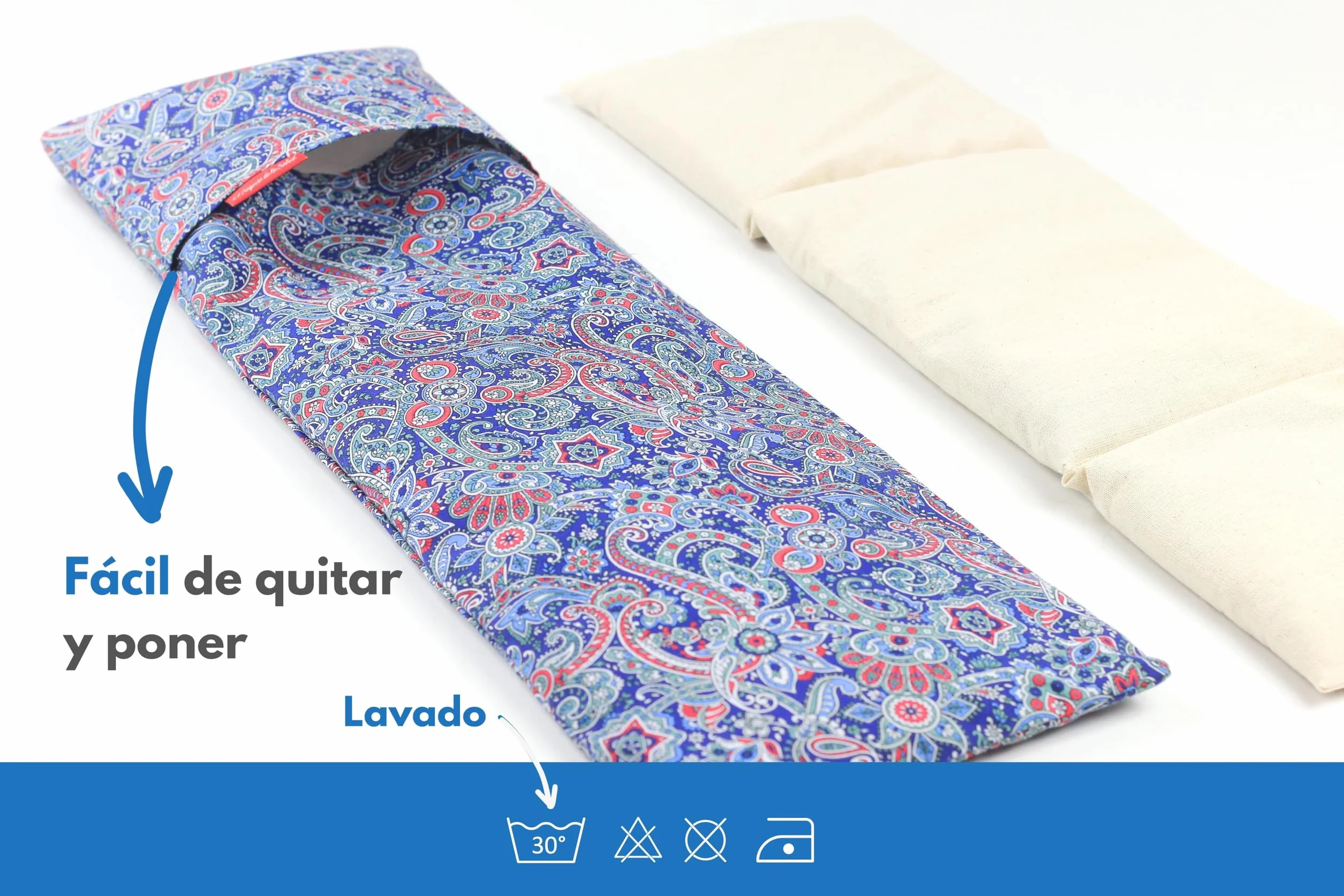 Saco Térmico de Semillas Lavanda Azahar Romero Calor Seco 100% Algodón Cachemira M 50x15x2 cm