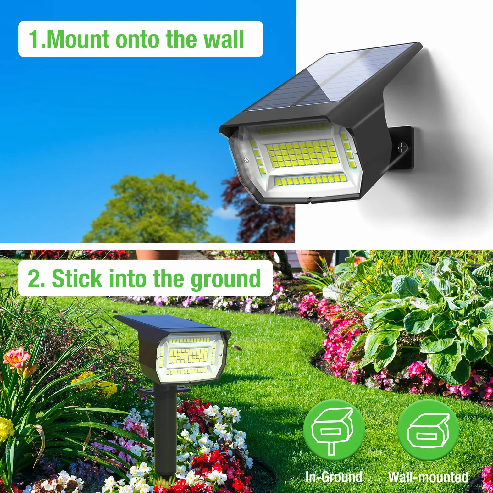 LOTMOS 72 LED 3 Piezas Luces Solares Exterior Jardin Impermeable IP67 Focos