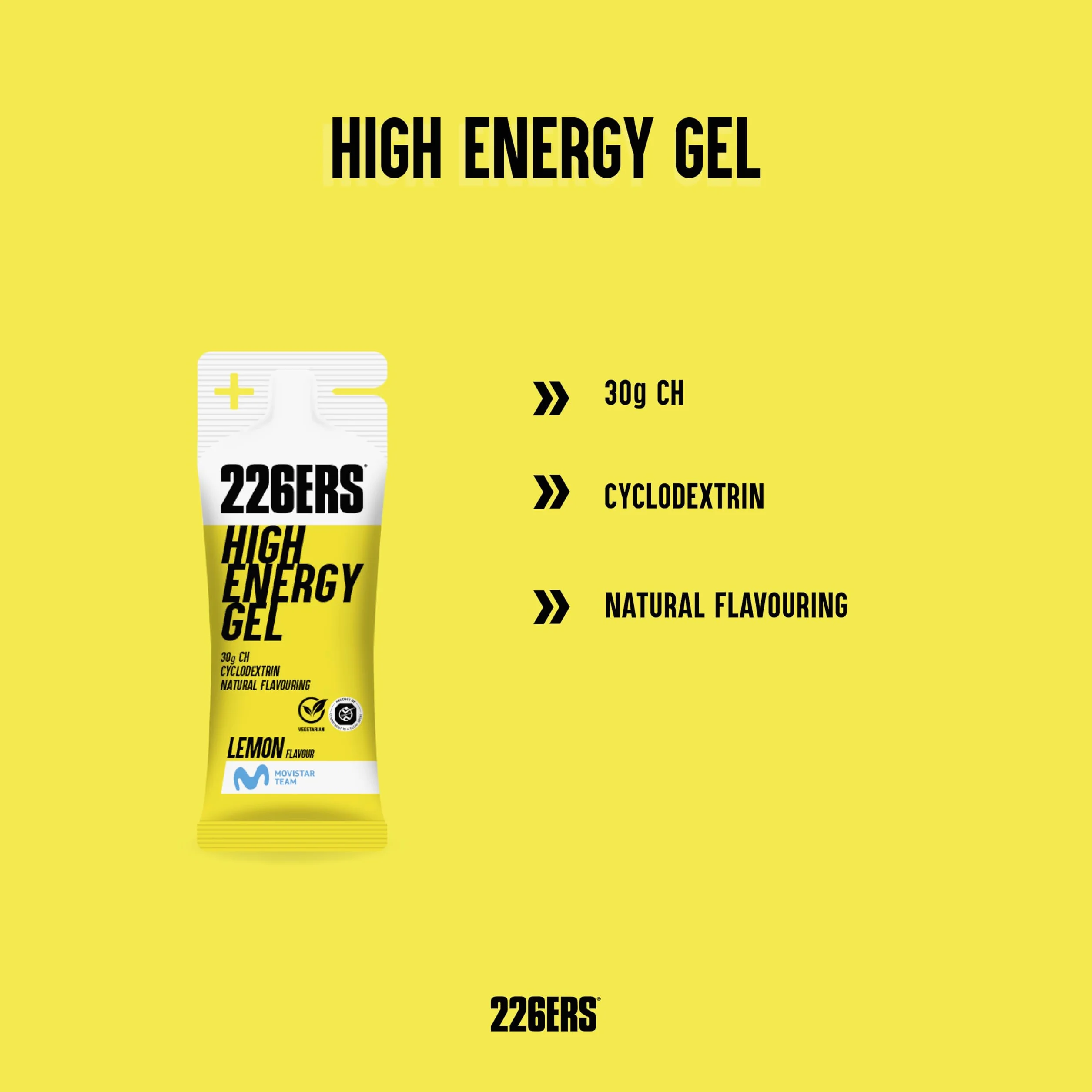 226ERS High Energy XS Gel Energético Ciclodextrina Carbohidratos Sabor Limón 8 x 45 g Vegano