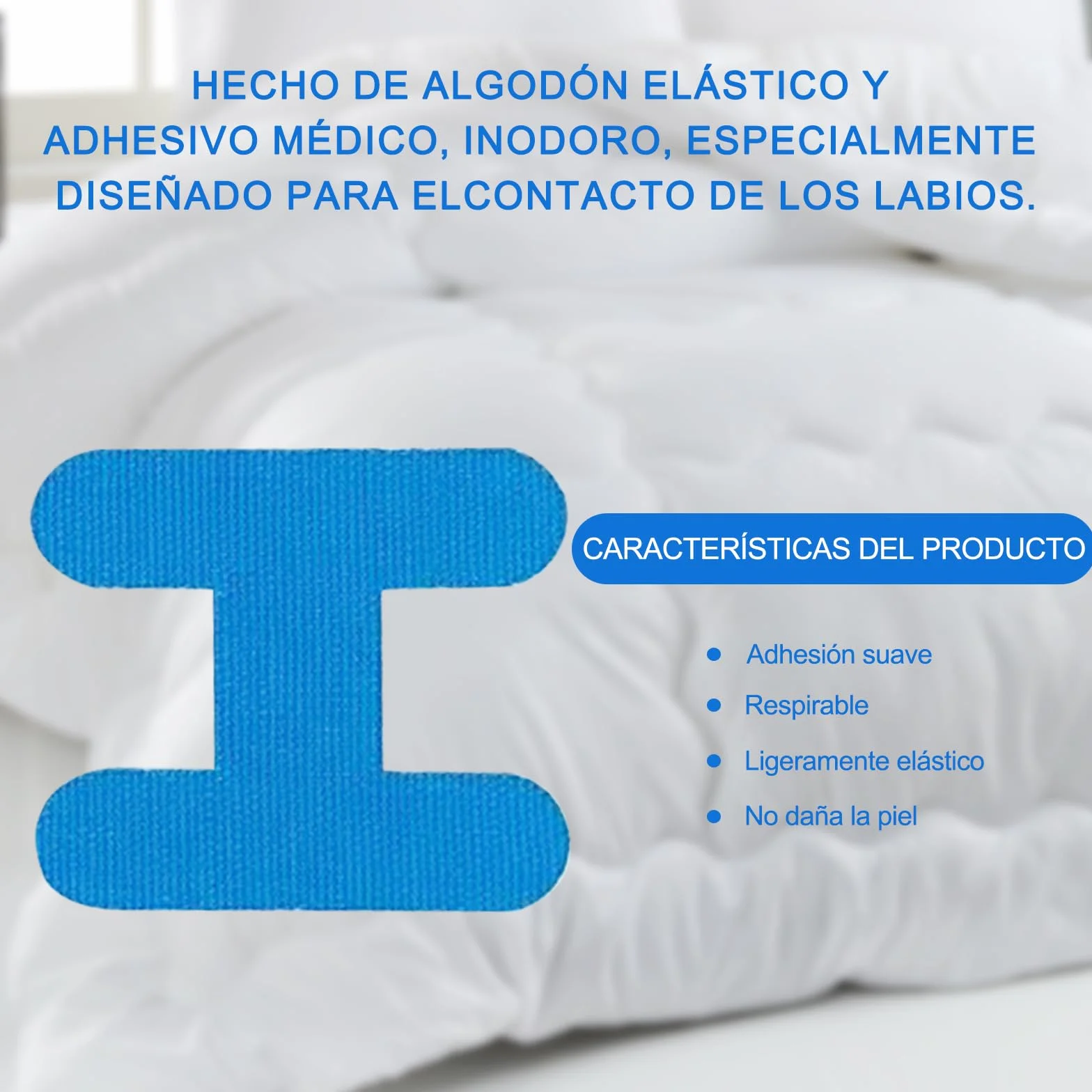 Mouth Tape for Sleeping, Anti Ronquidos Myotape, Cinta Bucal para Dormir, 60 Piezas (Azul-H)