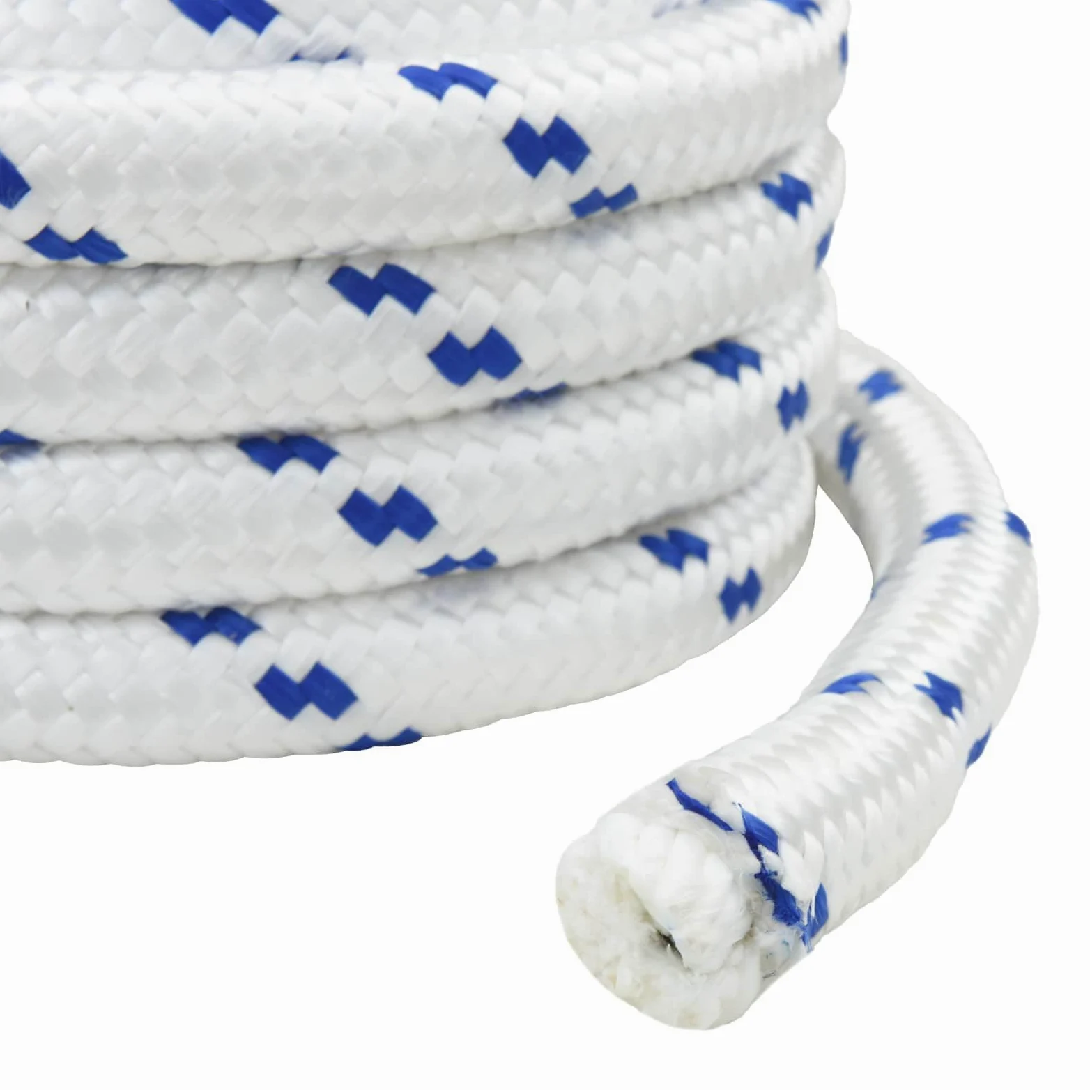 Cuerda para barco de polipropileno, 25 m x 4 cm, color blanco y azul, flotante y resistente a la intemperie, para vela, canotaje, yates, cuerdas fuertes para atar, asegurar tensores en