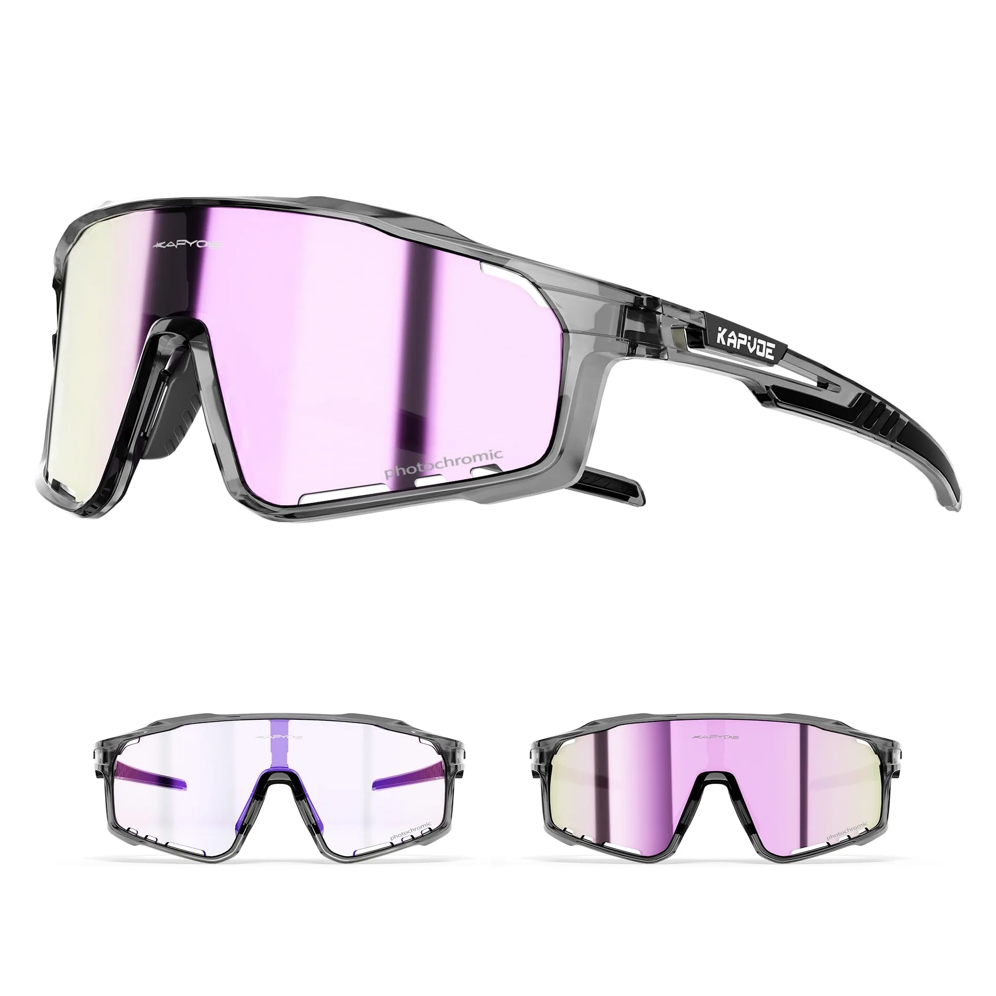 KAPVOE Gafas de Ciclismo Hombre Mujer K76 | Montura TR90, almohadilla nasal ajustable para ciclismo.
