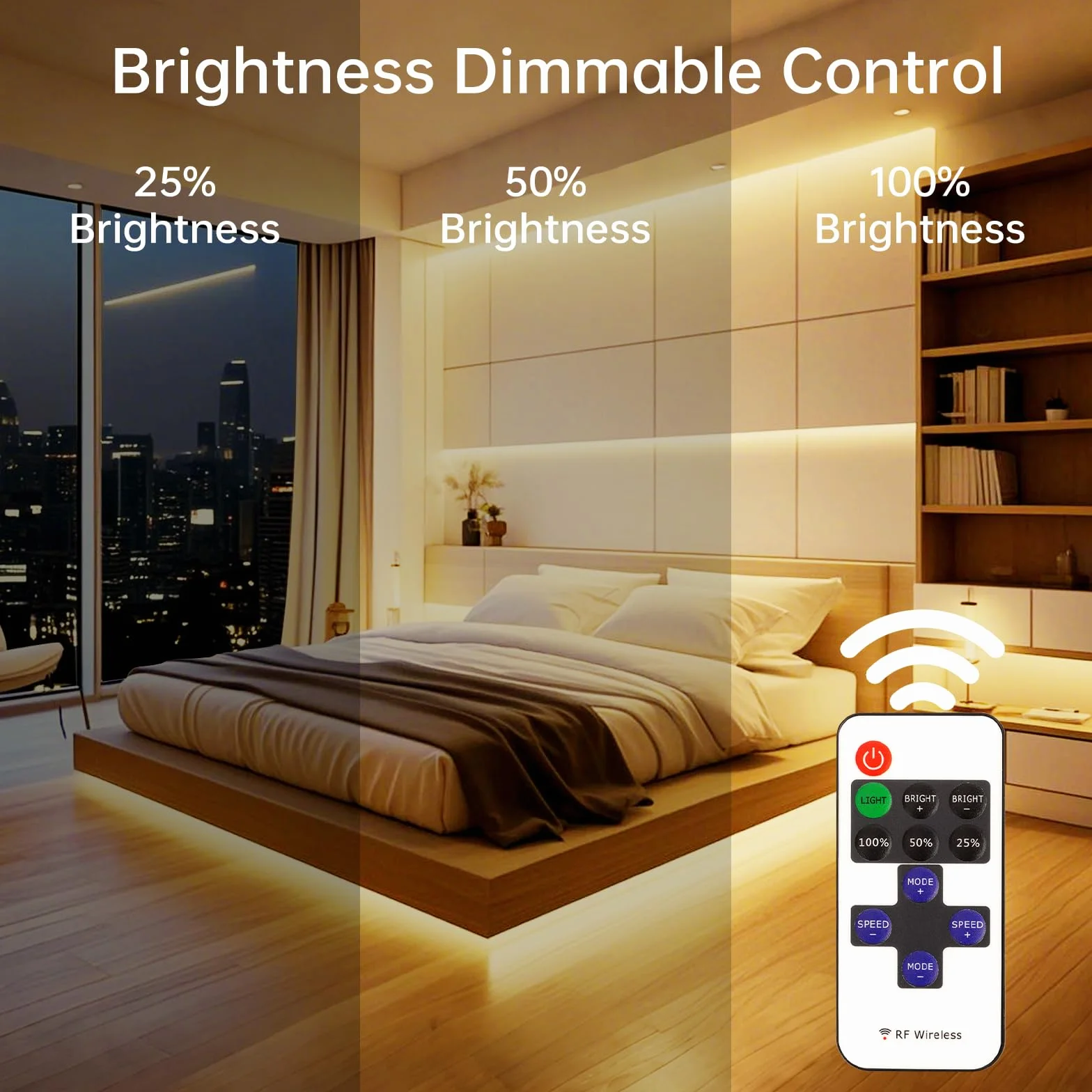 PSTAR Cob Tira Led 4M Blanco Cálido 2700K Regulable Con Fuente De Alimentación Y Control Remoto 320 LED/m