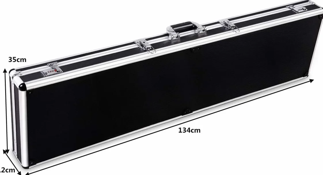 GOPLUS Estuche para Rifle, Estuche de Aluminio para Arma Larga, Estuche para Rifle con 2 Cerraduras de Combinación, Caja Impermeable Protectora, Transporte Práctico, 134 x 35 x 12CM