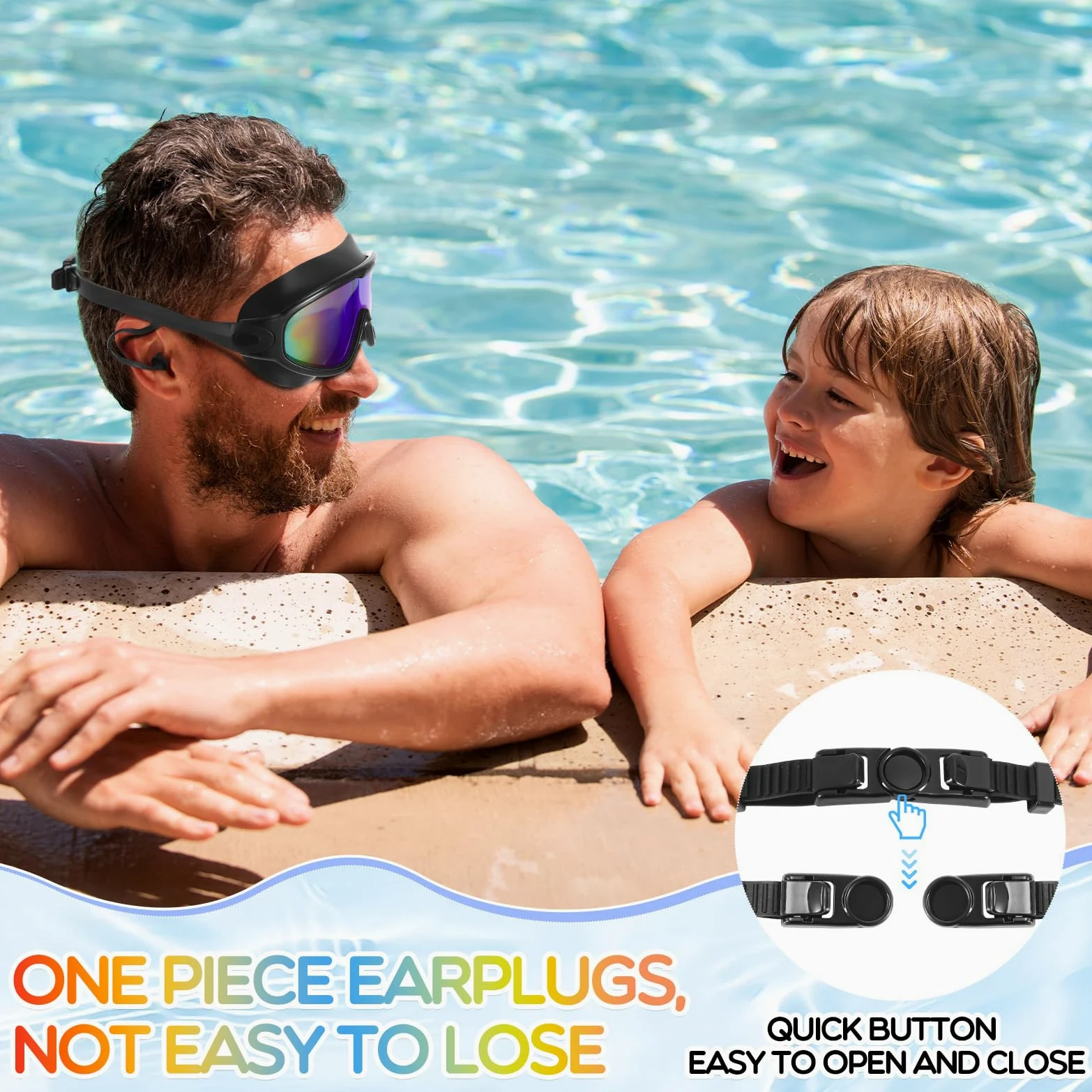 Kanayu 6 gafas de natación de visión amplia sin fugas, gafas de natación antivaho para adultos, con tapones para los oídos y clip de nariz para verano, adultos, hombres, mujeres, jóvenes, protección