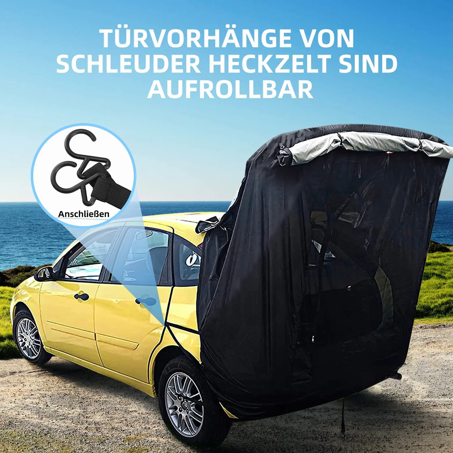 Carpa para Auto Apto para Cualquier Tipo de Coche, Tienda de campaña para Coche Malla para Repelente de Mosquitos, Toldo Coche Disfruta de Acampar, Fácil configuración en 5 Minutos (L)