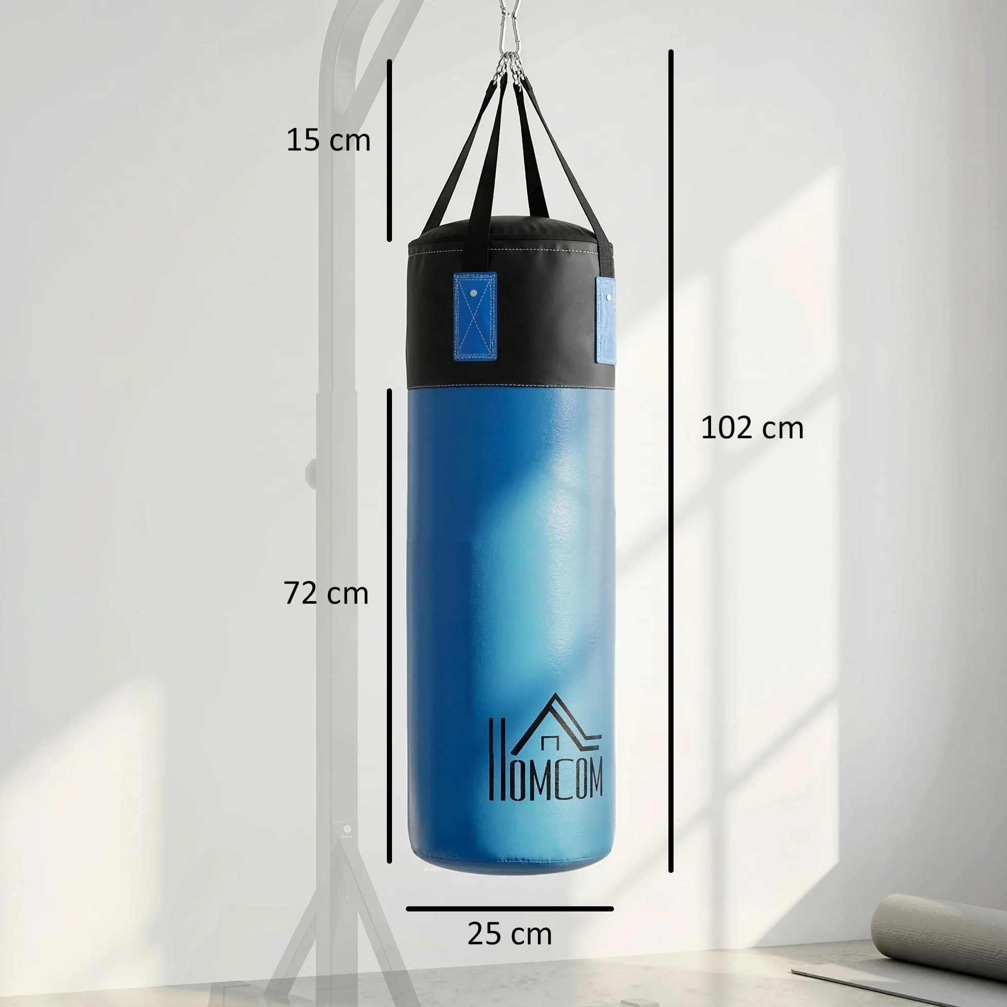 HOMCOM Saco de Boxeo Profesional, Punching Bag 72 cm con Guantes de 8 oz Gancho y Bolsa de Almacenaje, Saco de Arena para MMA, Karate, Taekwondo y Entrenamiento en Gimnasio en Casa