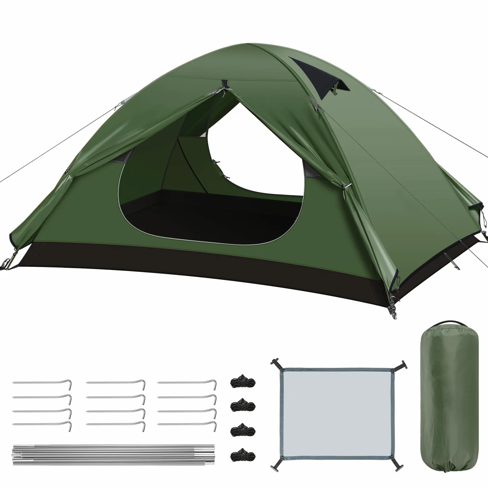 Forceatt Tienda De Campaña 2 Personas, Impermeable Ultraligera Poco Volumen, Tienda Cúpula Portátil Montaje Rápido para Trekking, Camping, Excursionismo y Aire Libre