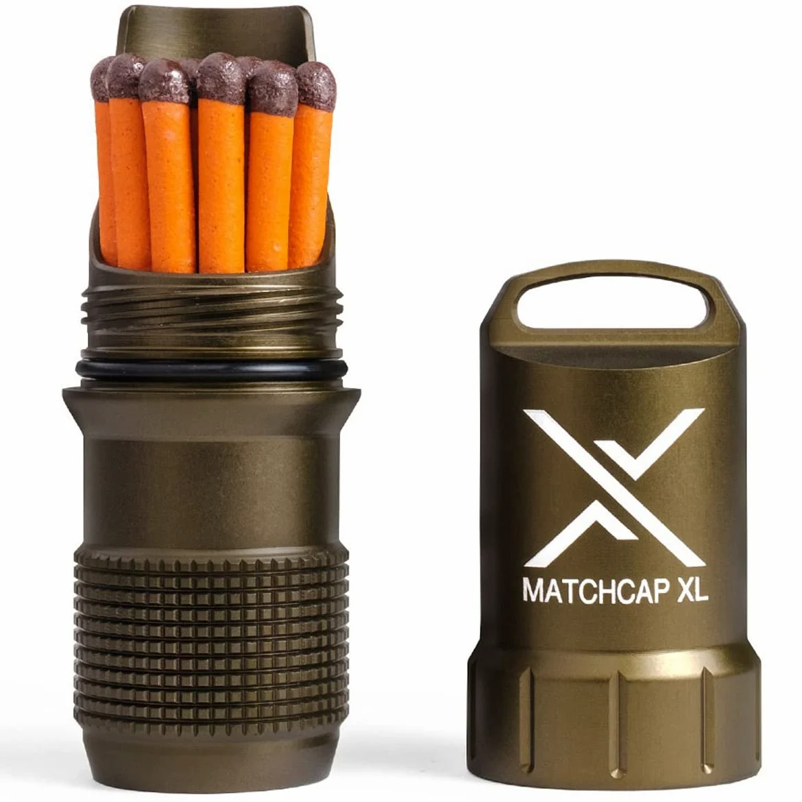 EXOTAC - Matchcap XL impermeable kit de camping soporte con Striker integrado.