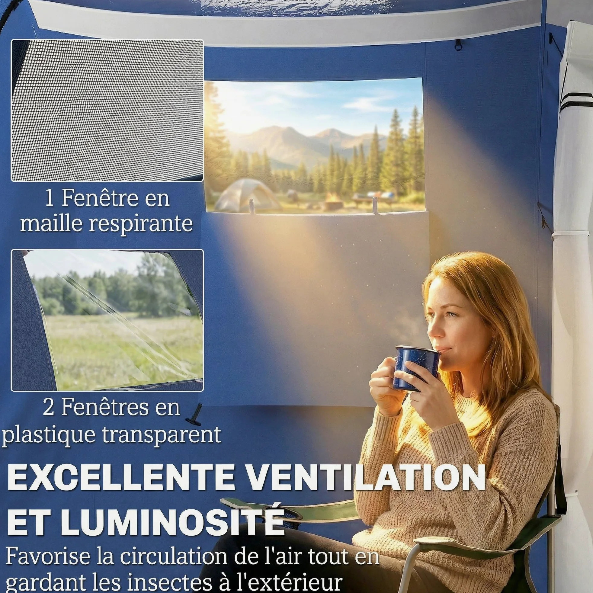 Outsunny - Tienda de campaña (túnel de 4 personas, 3000 mm, 190 cm), color azul oscuro | Amplio salón, doble capa, cobertizo de jardín, Bivouac Senderismo, con toldo, altura de pie 190 cm