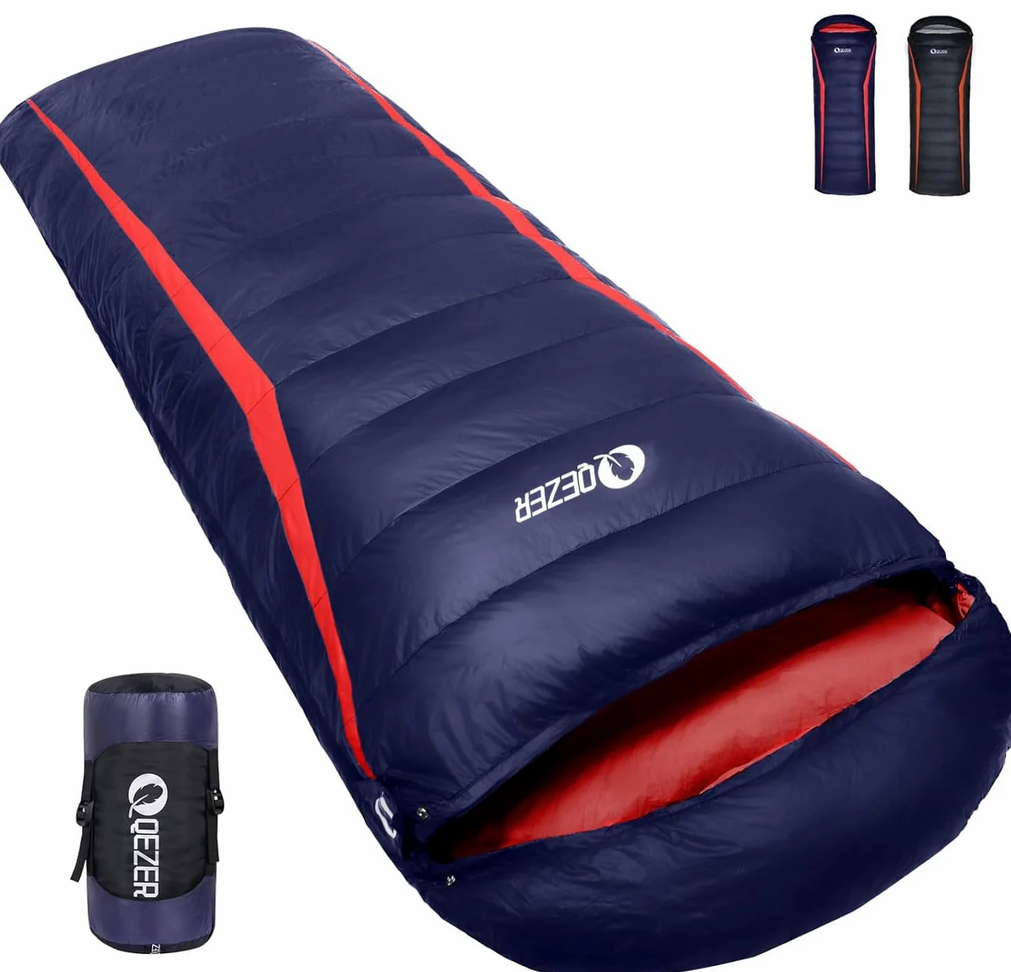 Saco de Dormir Plumón 220x80cm 8~-3℃ 4 Estaciones Ultraligero Camping Senderismo