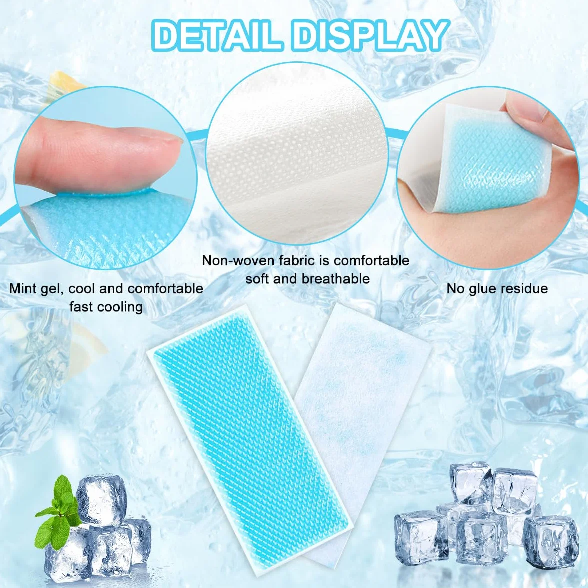 50 Piezas Parches de Gel Refrescante para la Fiebre y Fatiga
