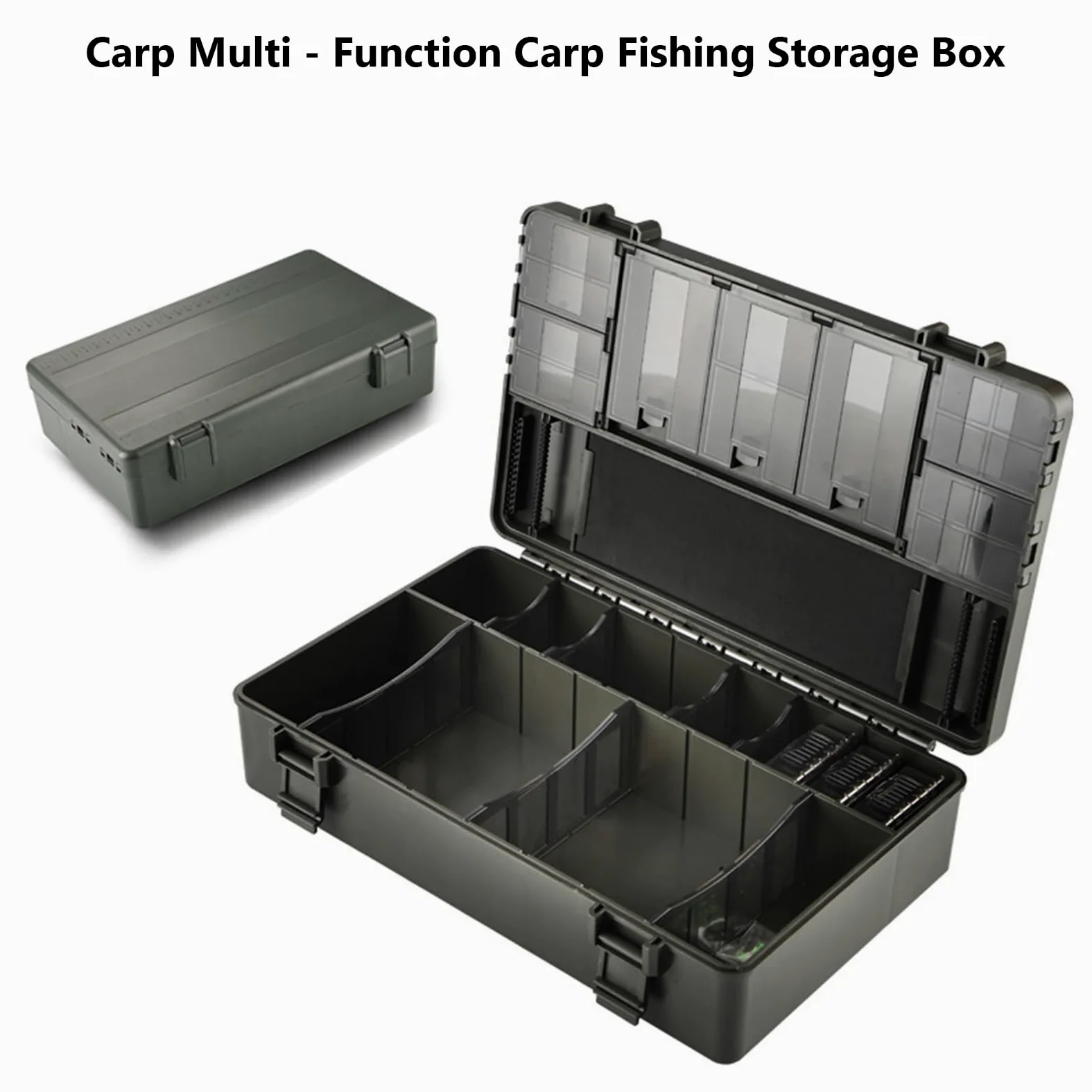 Organizador de Caja de Aparejos de Pesca Material de PC ABS de Primera Calidad Diseño de Rejilla Transparente Duradero Compartimentos extraíbles Regla de medición incorporada para