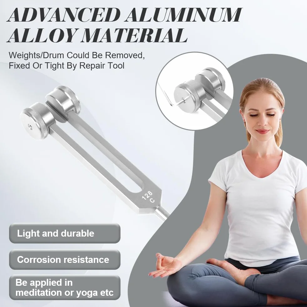 Diapasón Musical de Aleación de Aluminio 128Hz 256Hz 512Hz Set con Peso para Terapia de Sonido