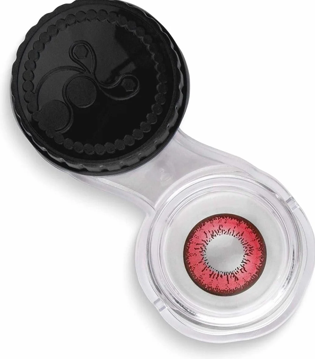 Lentillas de color rojo negro Red Flower 1 par, blandas, sin graduación, para Halloween