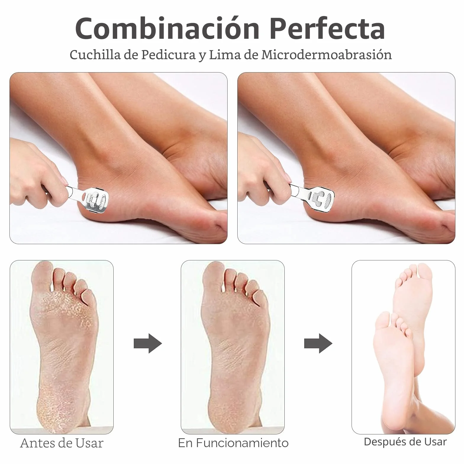 Eliminador Callos y Callosidades, Lima de Acero Inoxidable con 10 Cuchillas para Pedicura