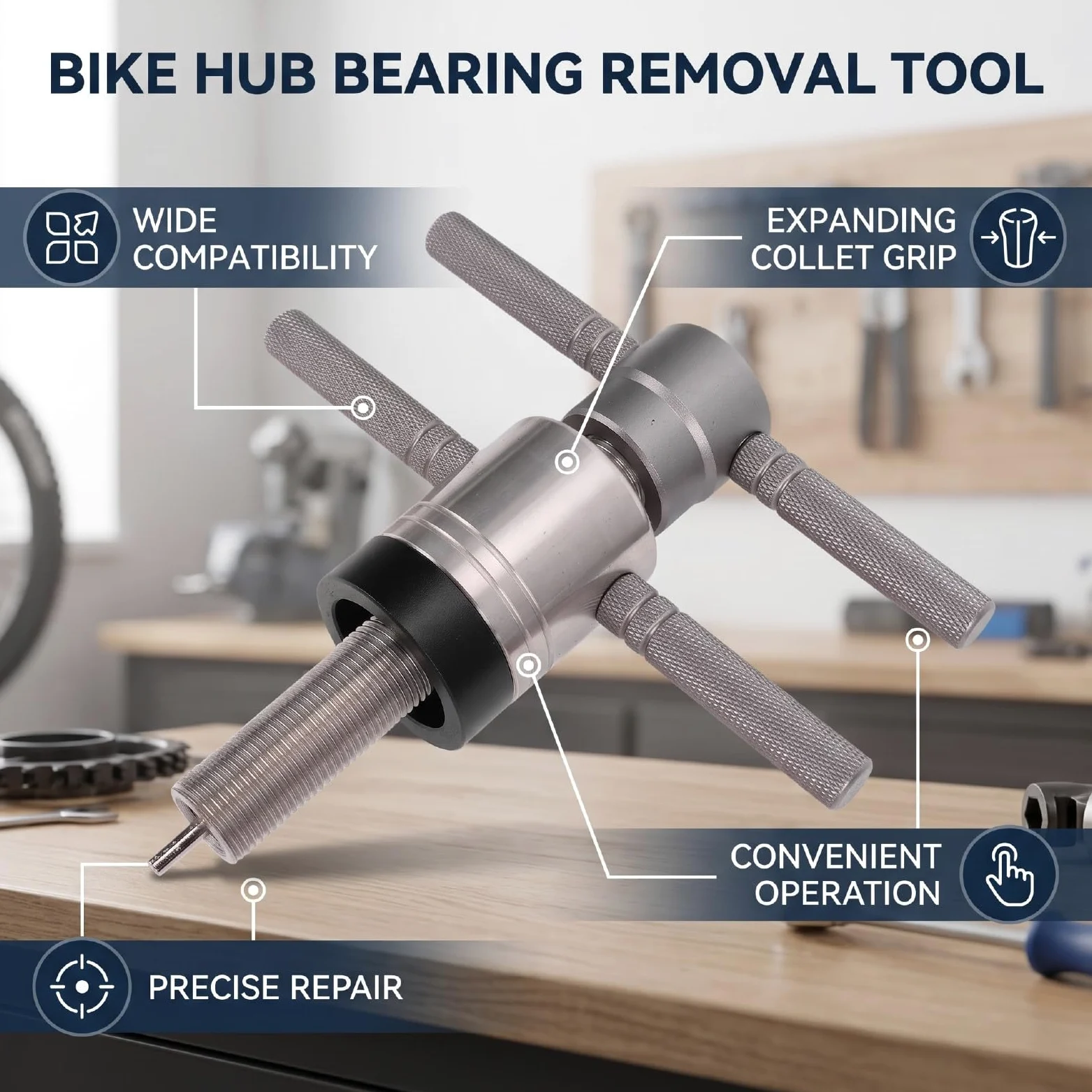 banapoy Herramienta de Extracción de Cojinetes de Buje de Bicicleta, Extractor Cojinetes Pinza Expansible, para Reparación Interiores 6 a 20 Mm y Exteriores de 14 a 39 Mm