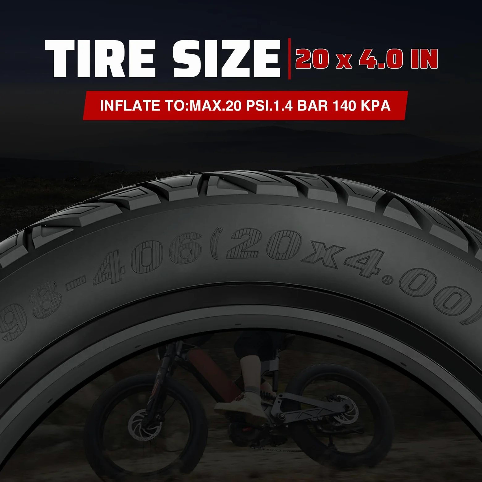 ZUKKA Fat Bike Tire 20/26 x 4,0 pulgadas Mountain Bike Tire Fat Tire 20/26 pulgadas Heavy Duty Deep Grooves Foldable Replacement All Terrain