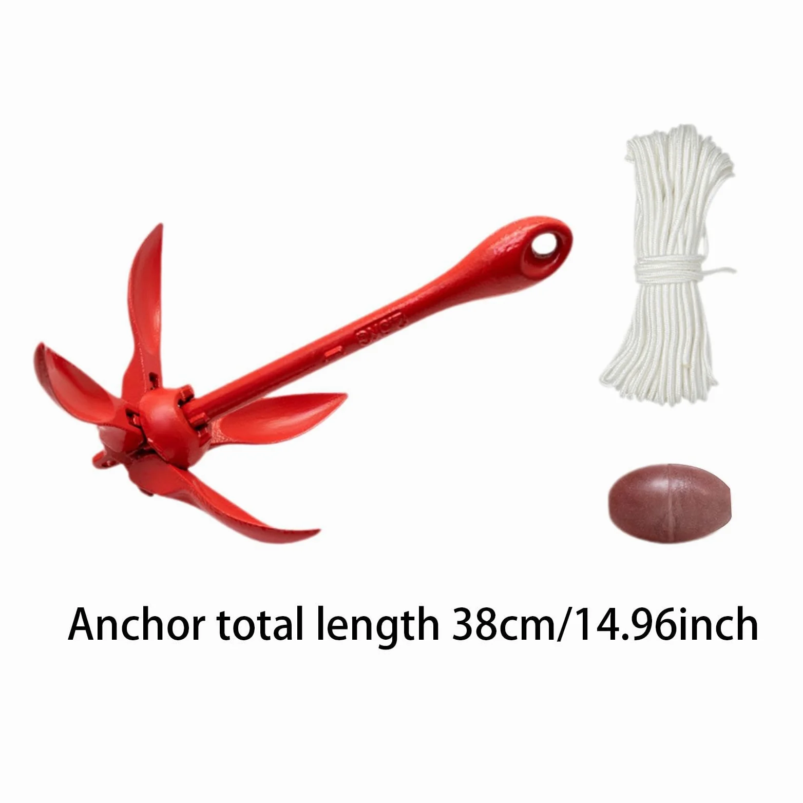 Ancla de Garfio Plegable para Embarcaciones Pequeñas, Plegable con Cuerda de 20 Metros (65,6 Pies).