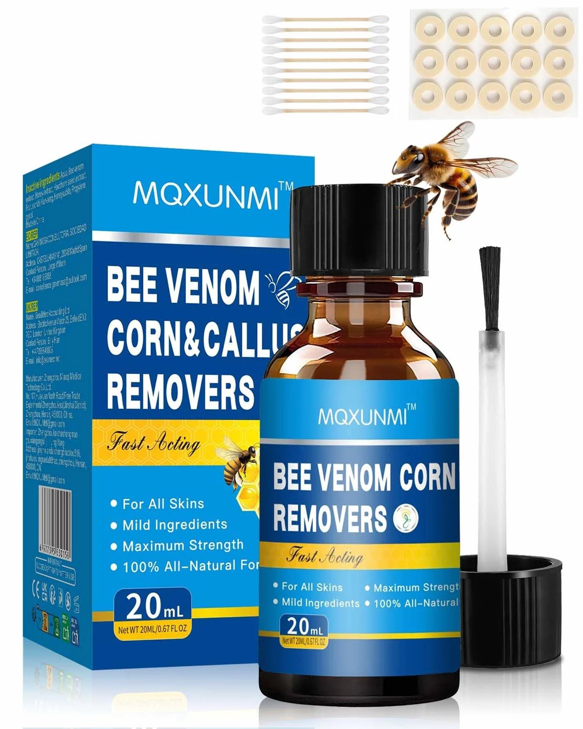 Removedor de Maíz con Veneno de Abeja 20 ml Máxima Potencia Eliminador de Callos Líquido para Pies