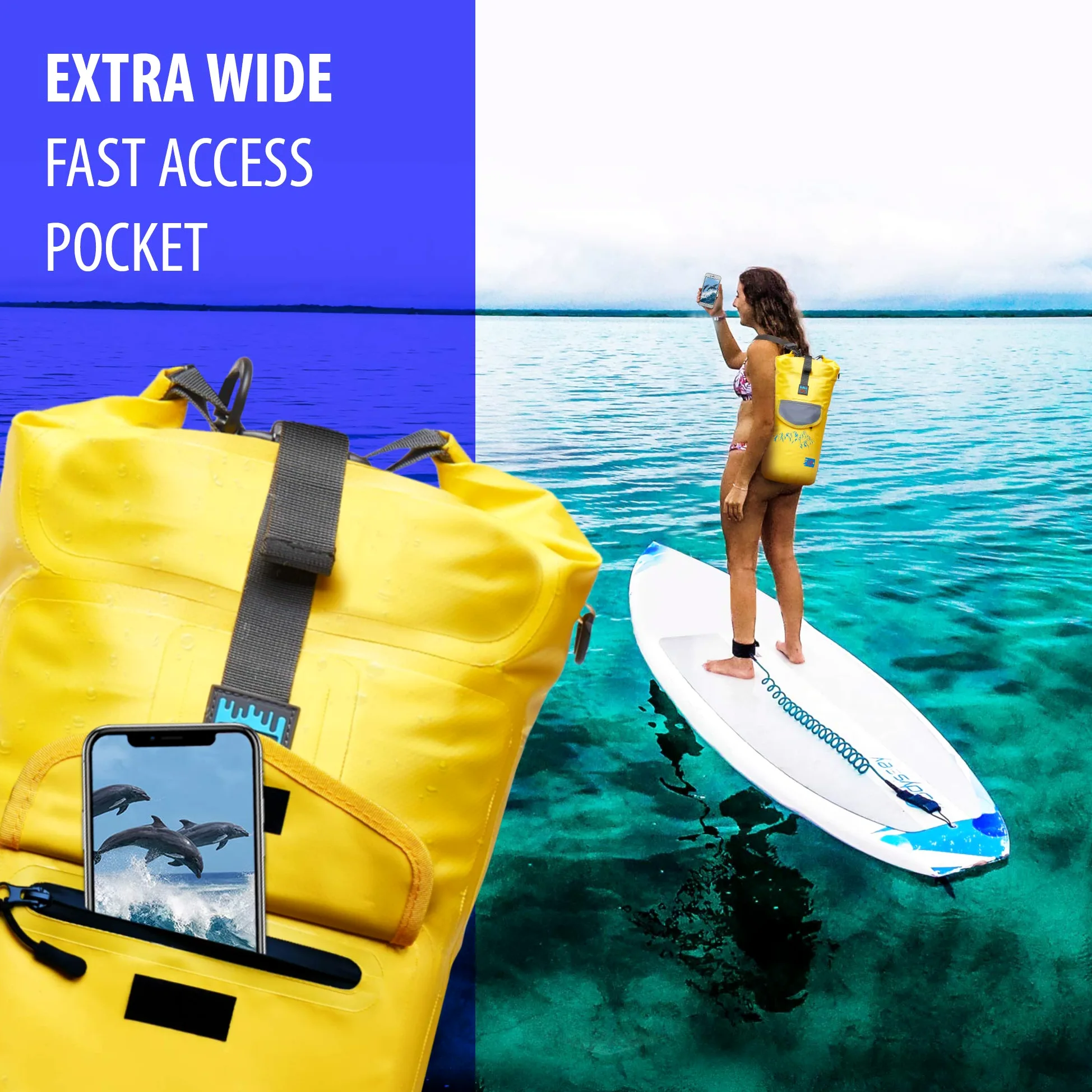 Bolsa impermeable para cámara – Mochila sumergible con doble bloqueo de fijación y almacenamiento inteligente – Bolsa seca para kayak, flotador, canoa y otras actividades acuáticas (negro, 20 l)