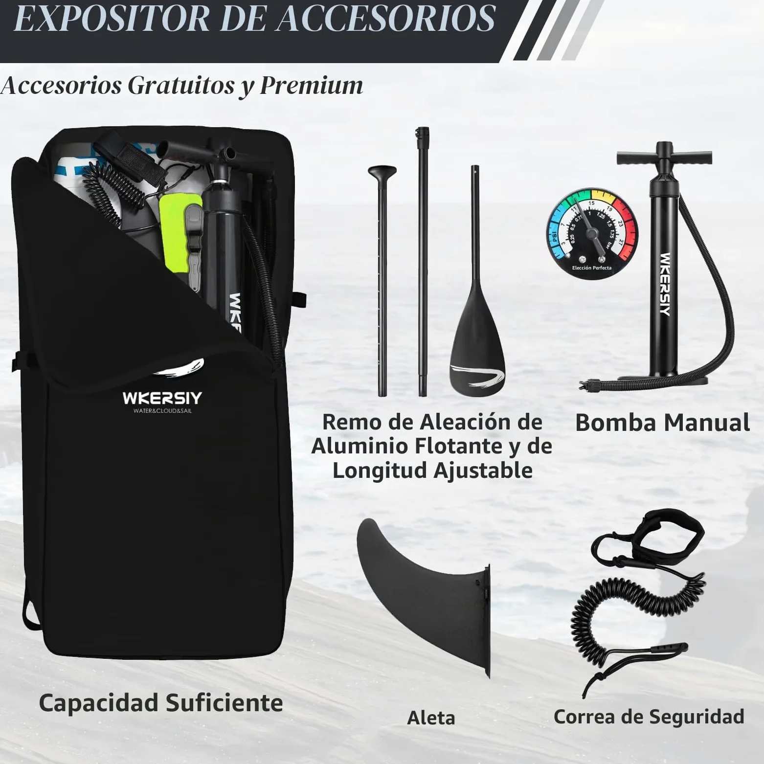 Tabla Sup Inflable 335cm Polivalente, Set Completo con Remo Ajustable, Bomba de Aire, Mochila y Accesorios, Estable Antideslizante para Deportes Acuáticos Principiantes y Profesionales