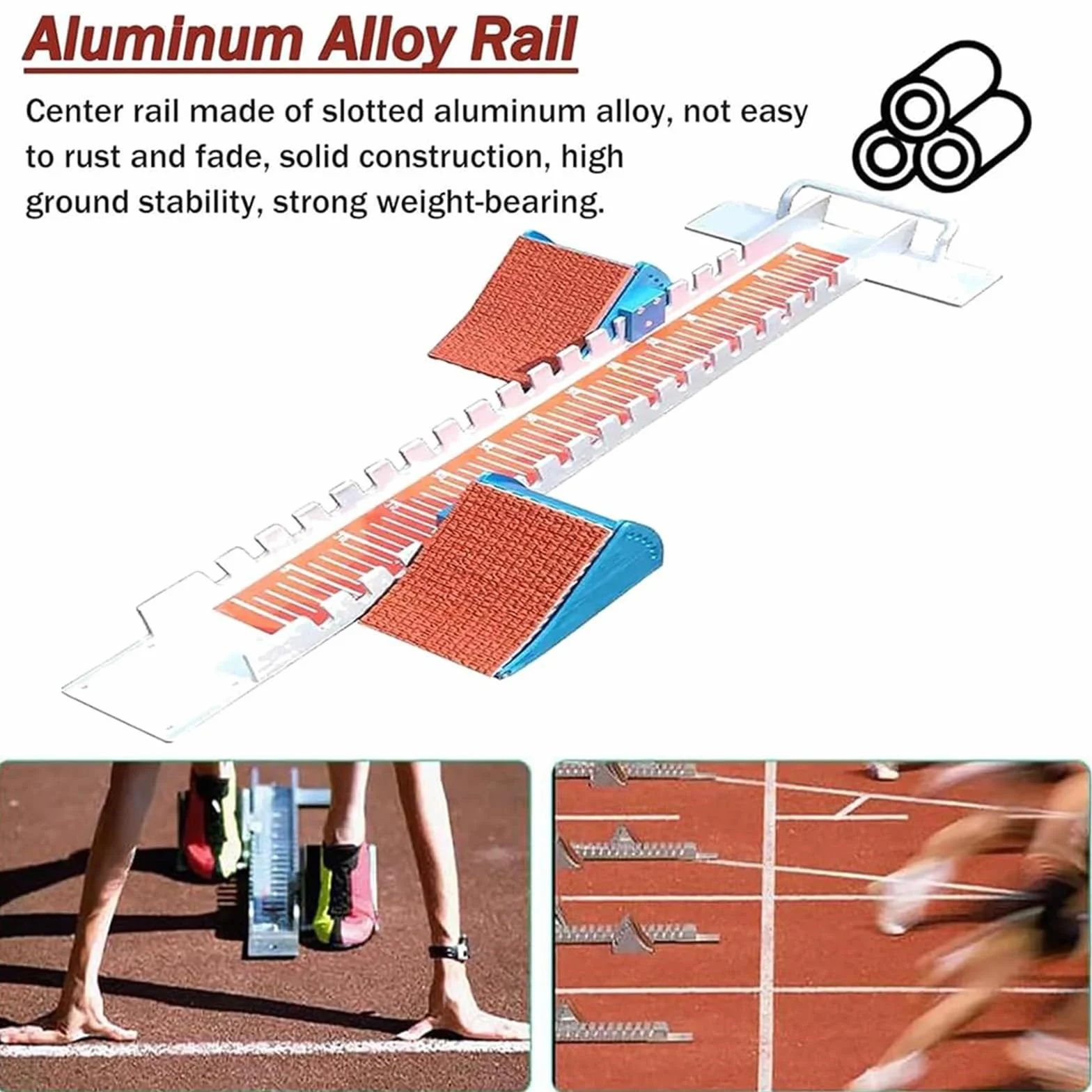 Bloque de Salida de Atletismo de 81cm, Bloques de Salida para Pista y Campo con Pedales Ajustables de 6 Ángulos, Bloques de Carreras de Sprinter de Aleación de Aluminio con Escala Transparente